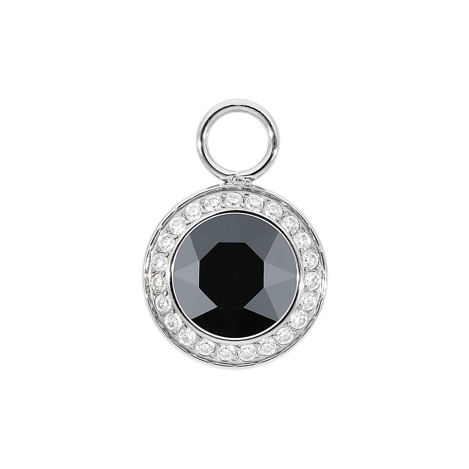 Tondo Deluxe Charm 13 mm - Silber jet hematite