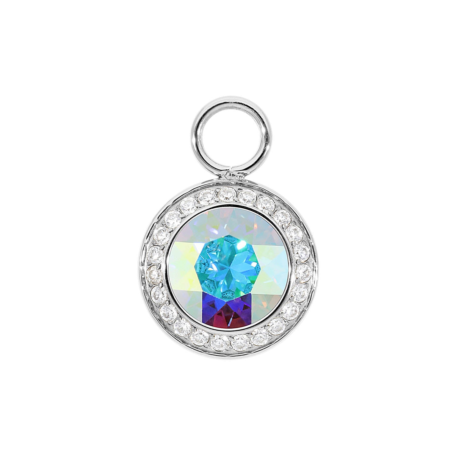 Tondo Deluxe Charm 13 mm - Silber crystal aurora boreale