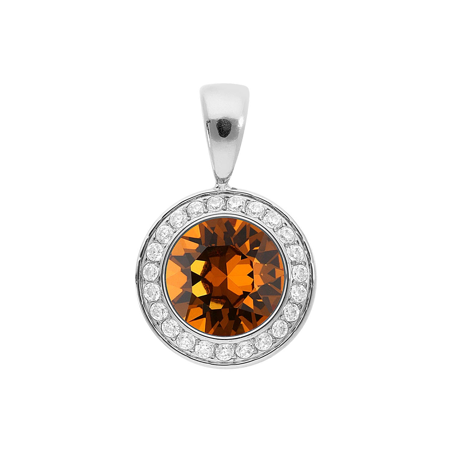 Tondo Deluxe Anhänger 13 mm - Silber light amber