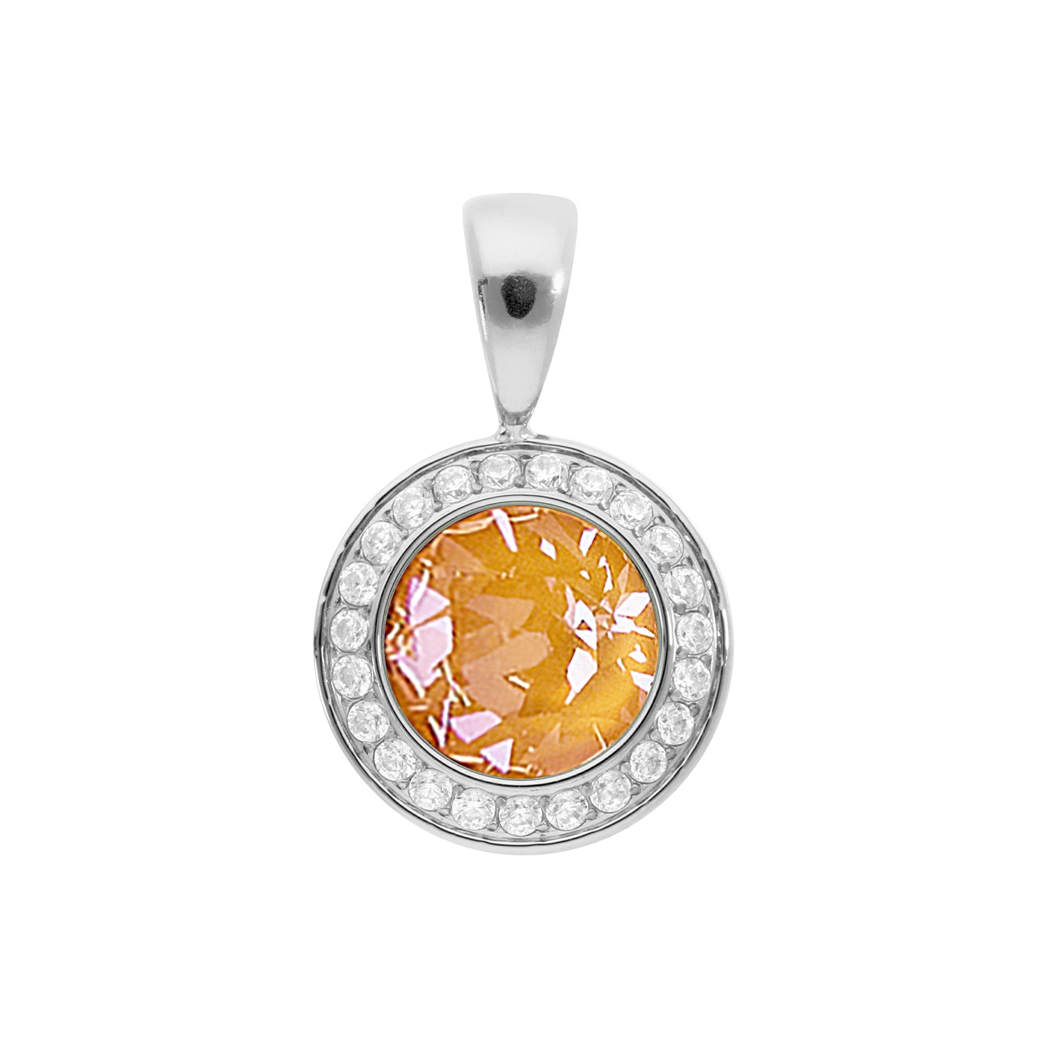 Tondo Deluxe Anhänger 13 mm - Silber Crystal Mango Ignite