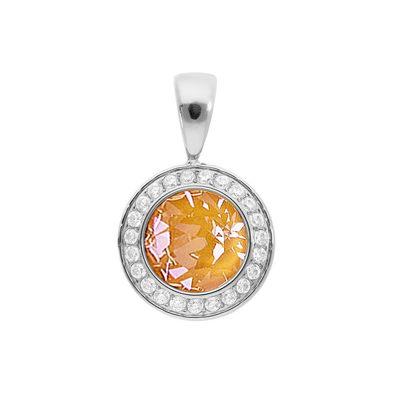 Tondo Deluxe Anhänger 13 mm - Silber Crystal Mango Ignite