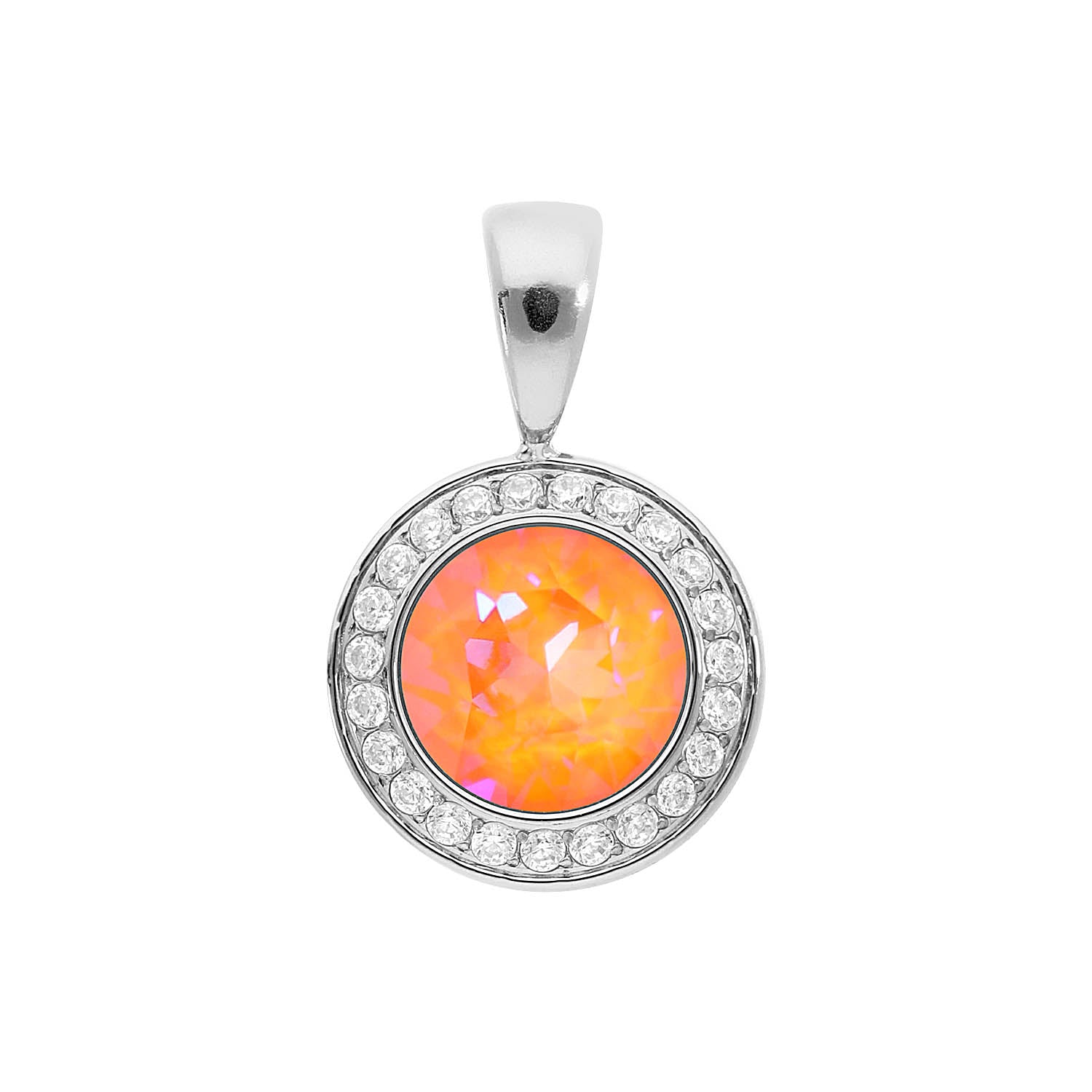 Tondo Deluxe Anhänger 13 mm - Silber crystal orange glow delite