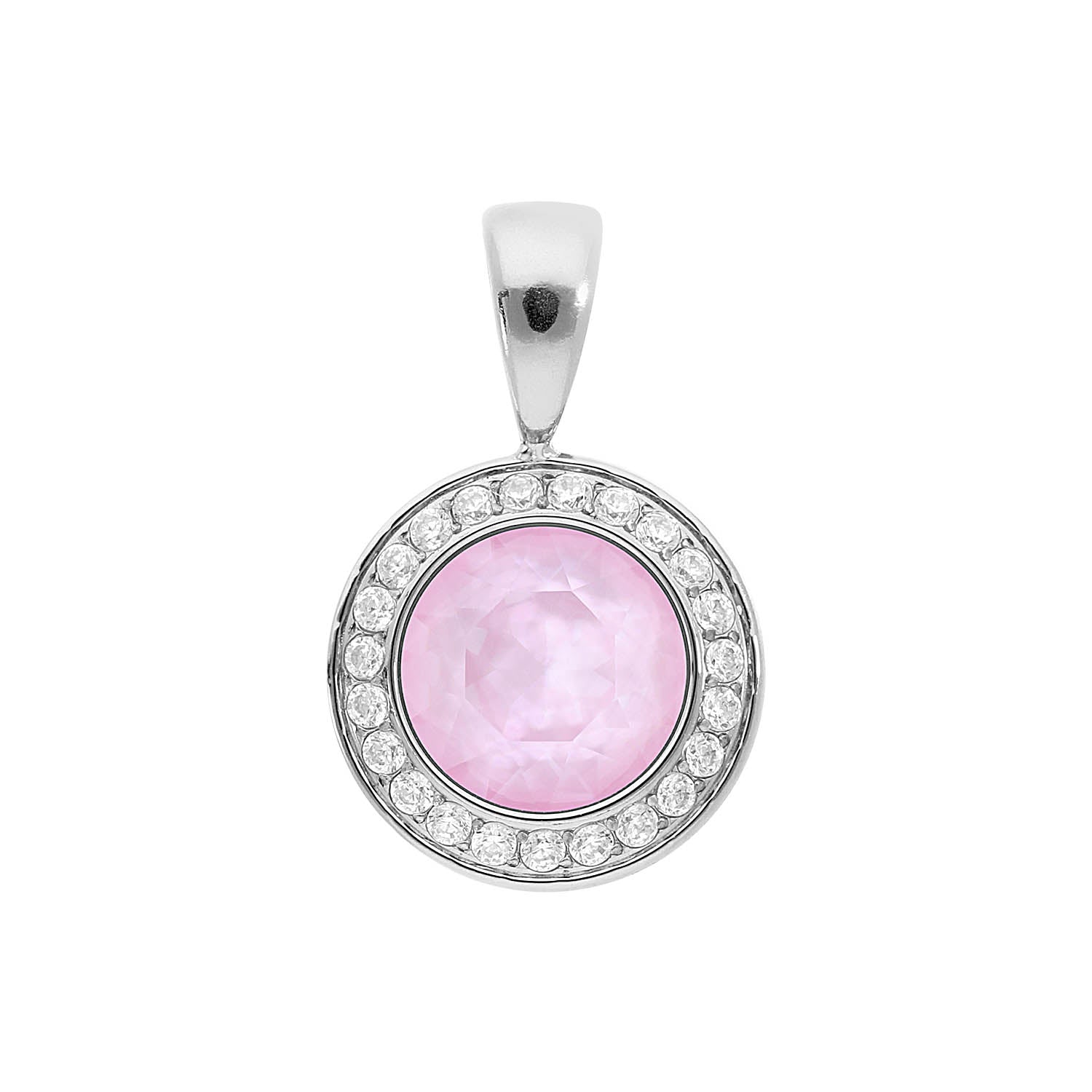 Tondo Deluxe Anhänger 13 mm - Silber crystal soft rose ignite