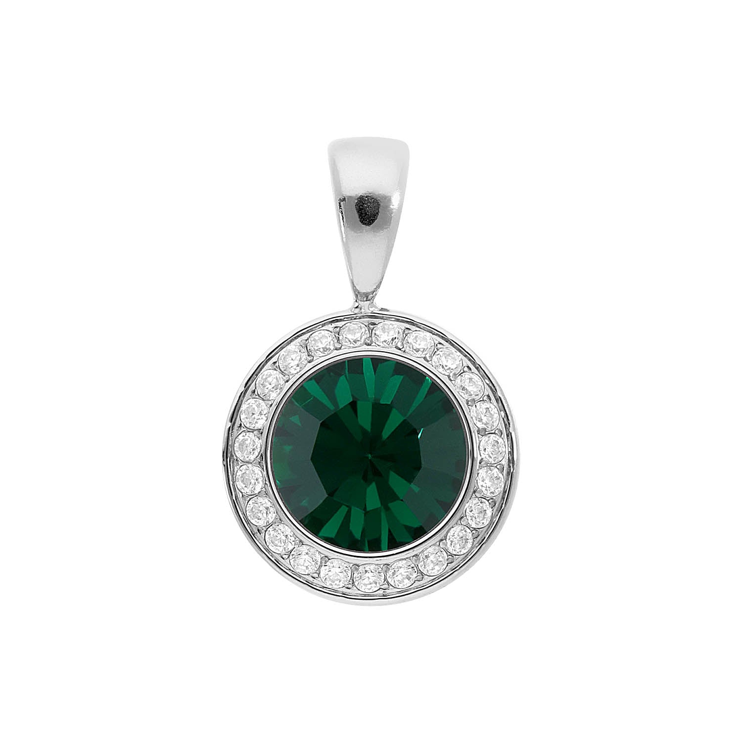 Tondo Deluxe Anhänger 13 mm - Silber emerald