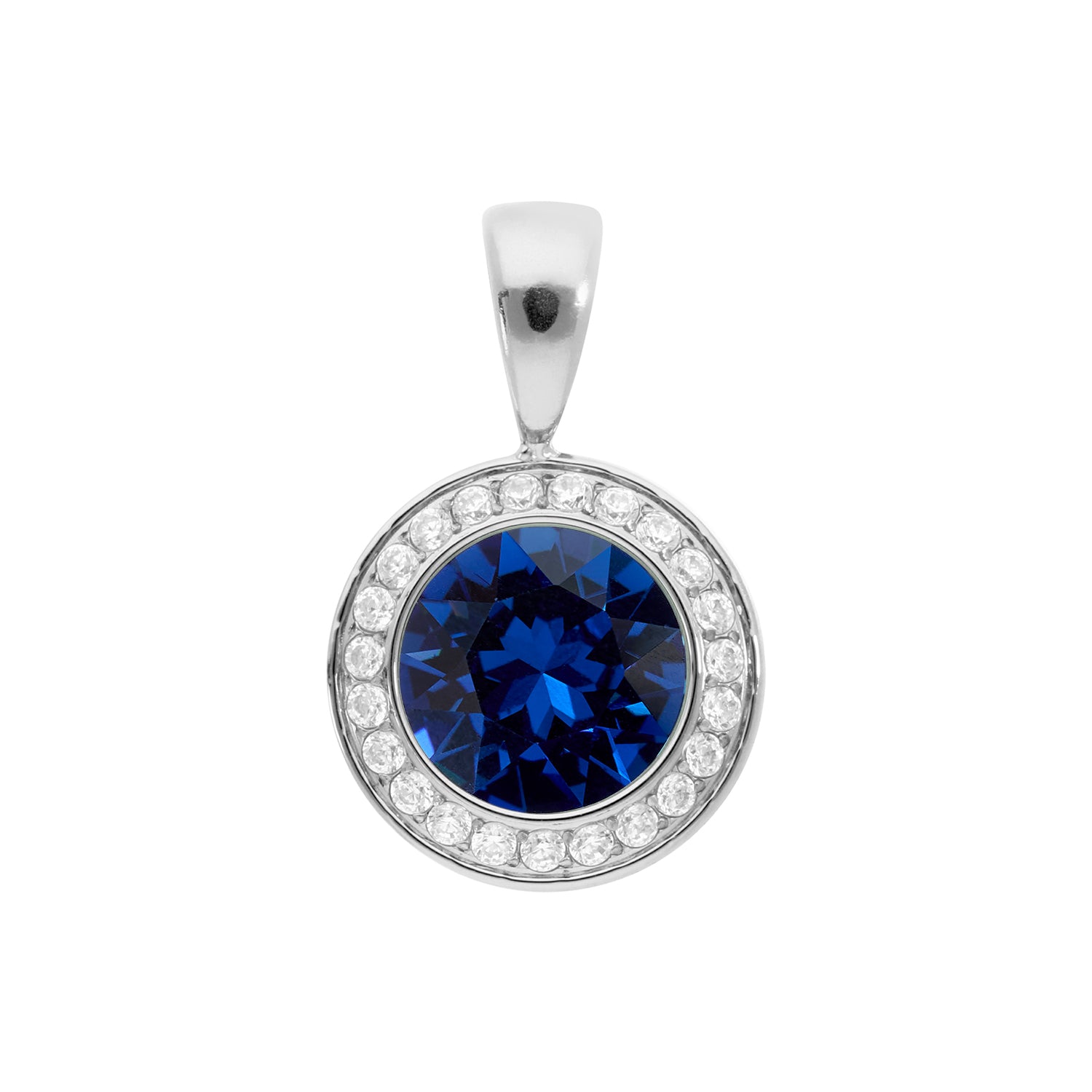 Tondo Deluxe Anhänger 13 mm - Silber ReCreated Dark Sapphire