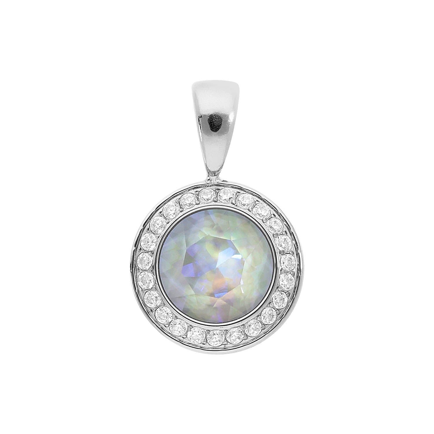 Tondo Deluxe Anhänger 13 mm - Silber Crystal Serene Gray Delite