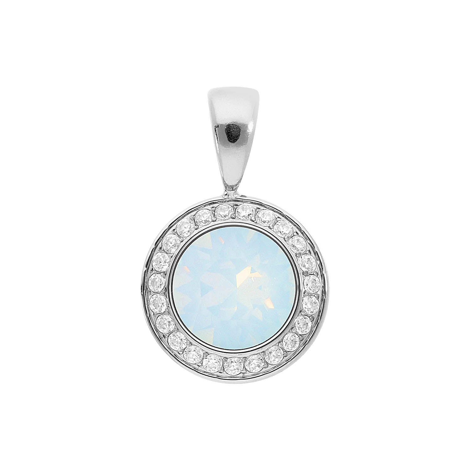 Tondo Deluxe Anhänger 13 mm - Silber white opal