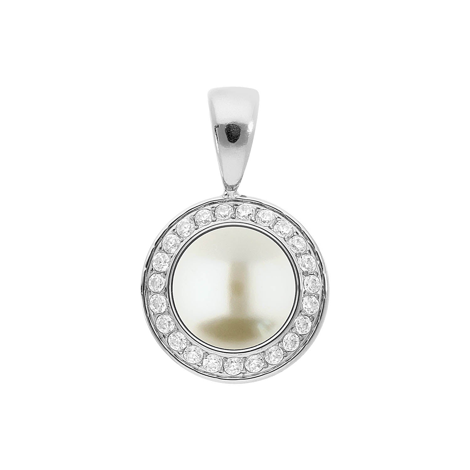 Tondo Deluxe Anhänger 13 mm - Silber cream pearl