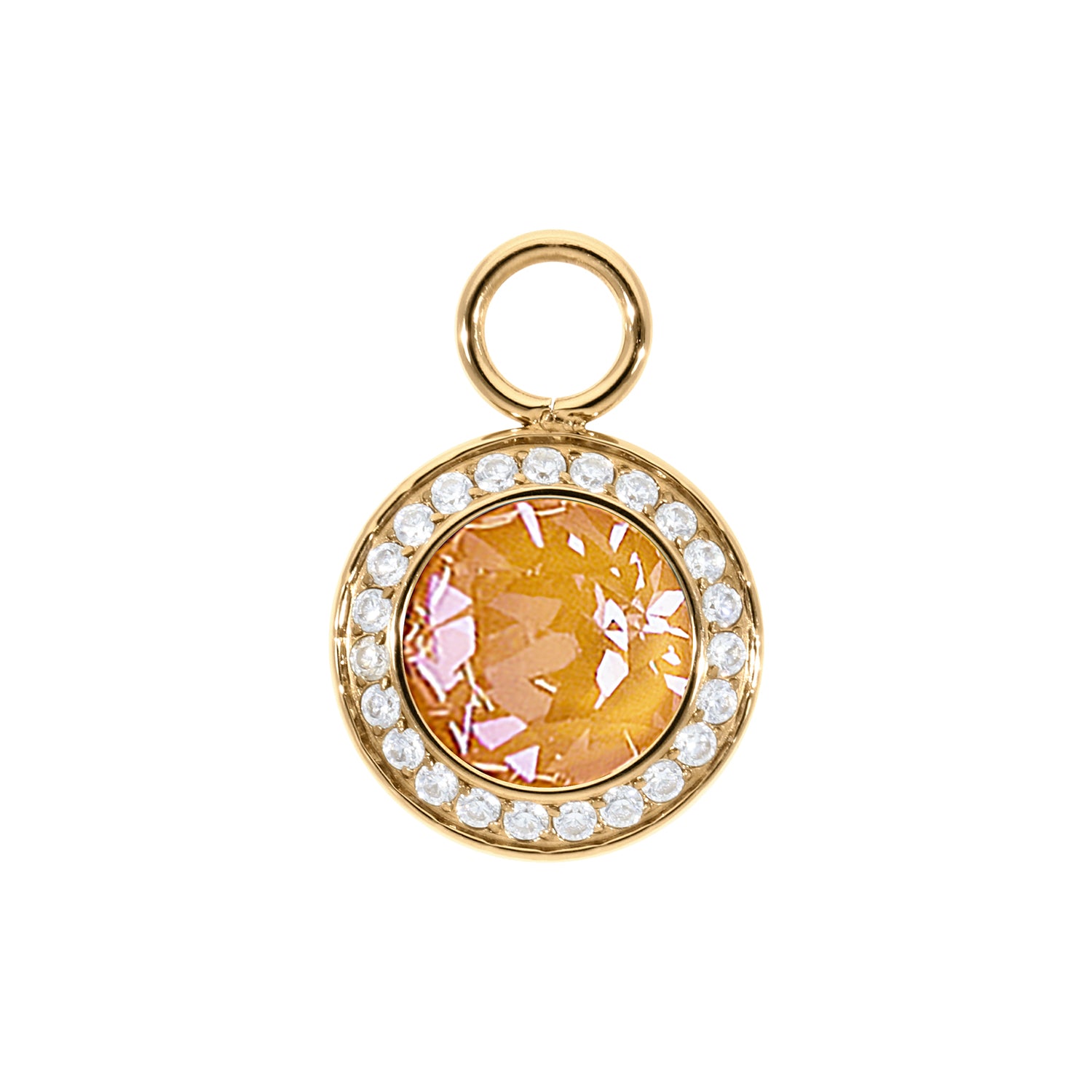 Tondo Deluxe Charm 13 mm - Gold Crystal Mango Ignite