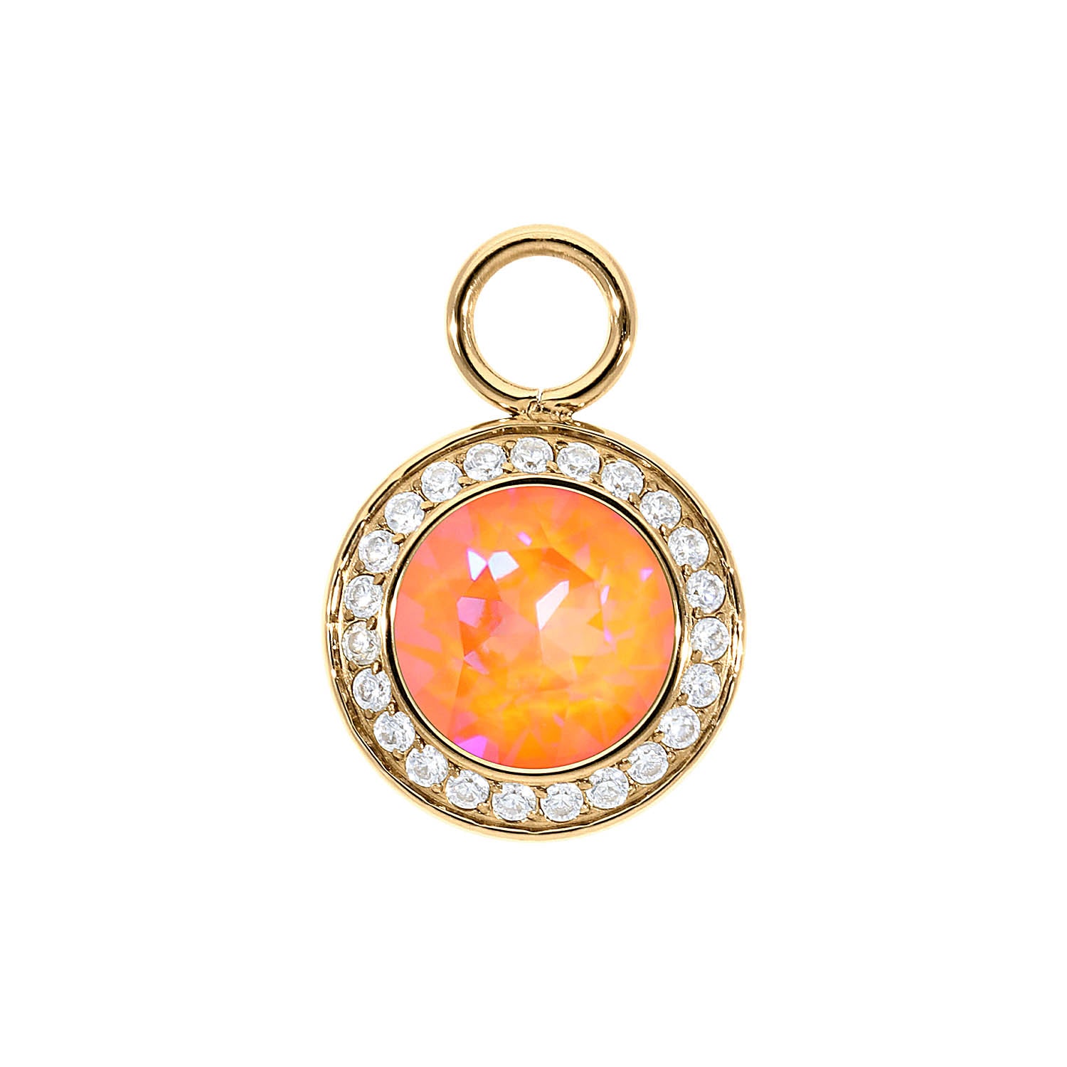 Tondo Deluxe Charm 13 mm - Gold crystal orange glow delite