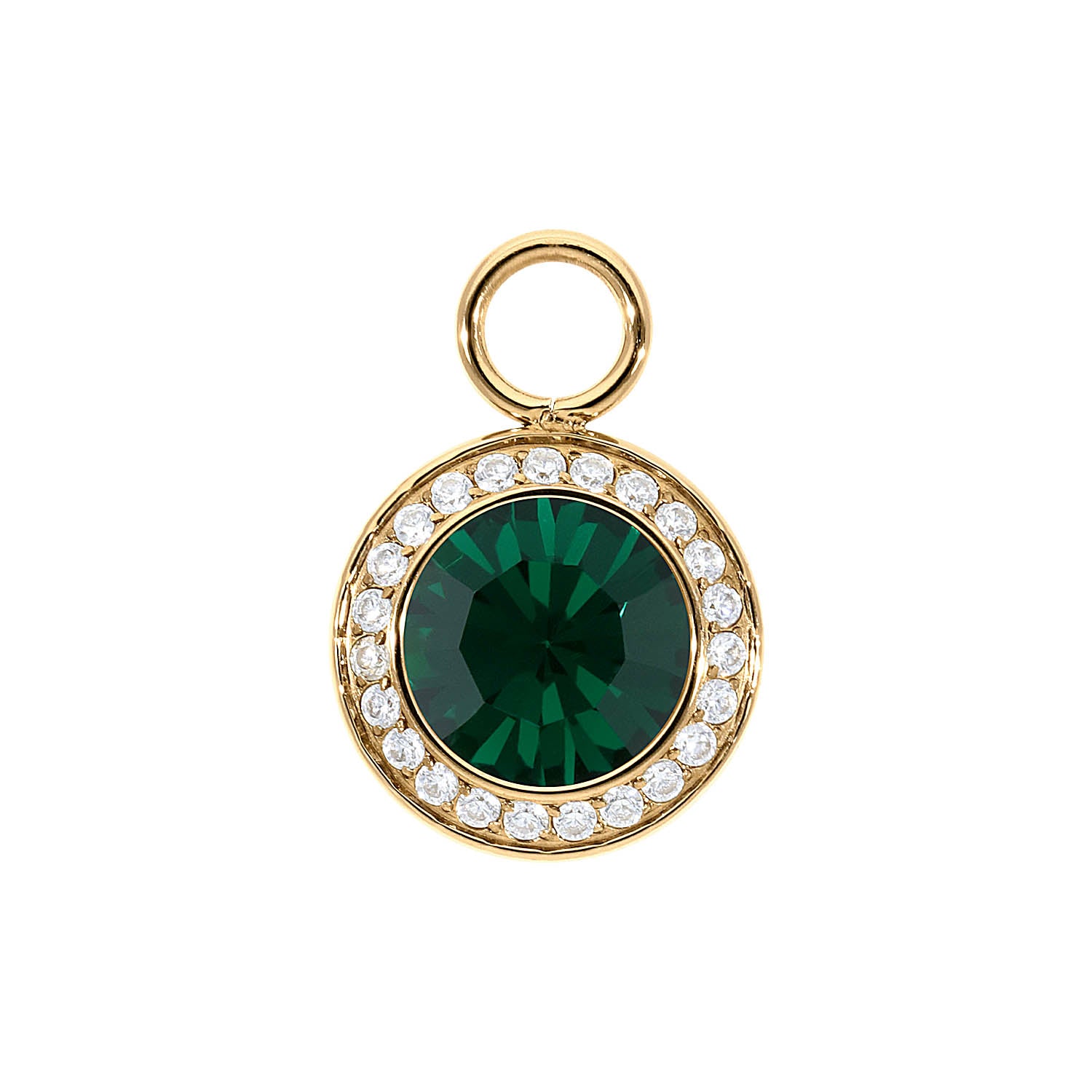 Tondo Deluxe Charm 13 mm - Gold emerald