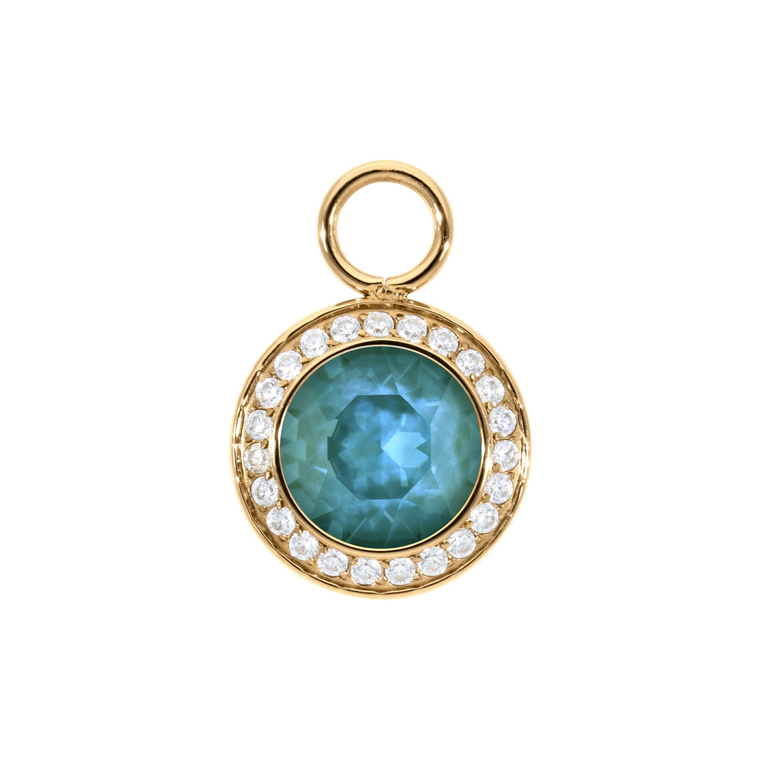 Tondo Deluxe Charm 13 mm - Gold Crystal Pine Green Ignite