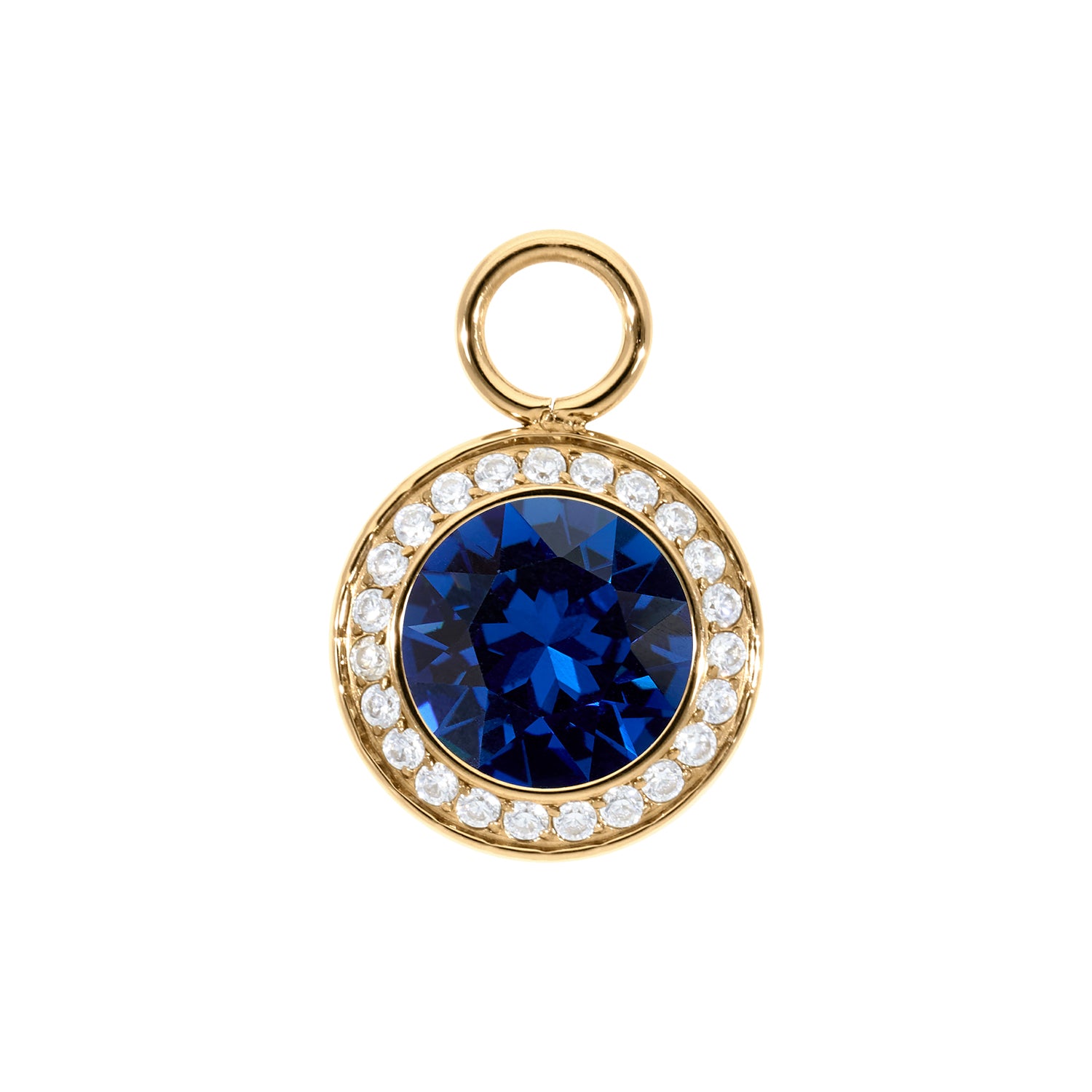 Tondo Deluxe Charm 13 mm - Gold ReCreated Dark Sapphire