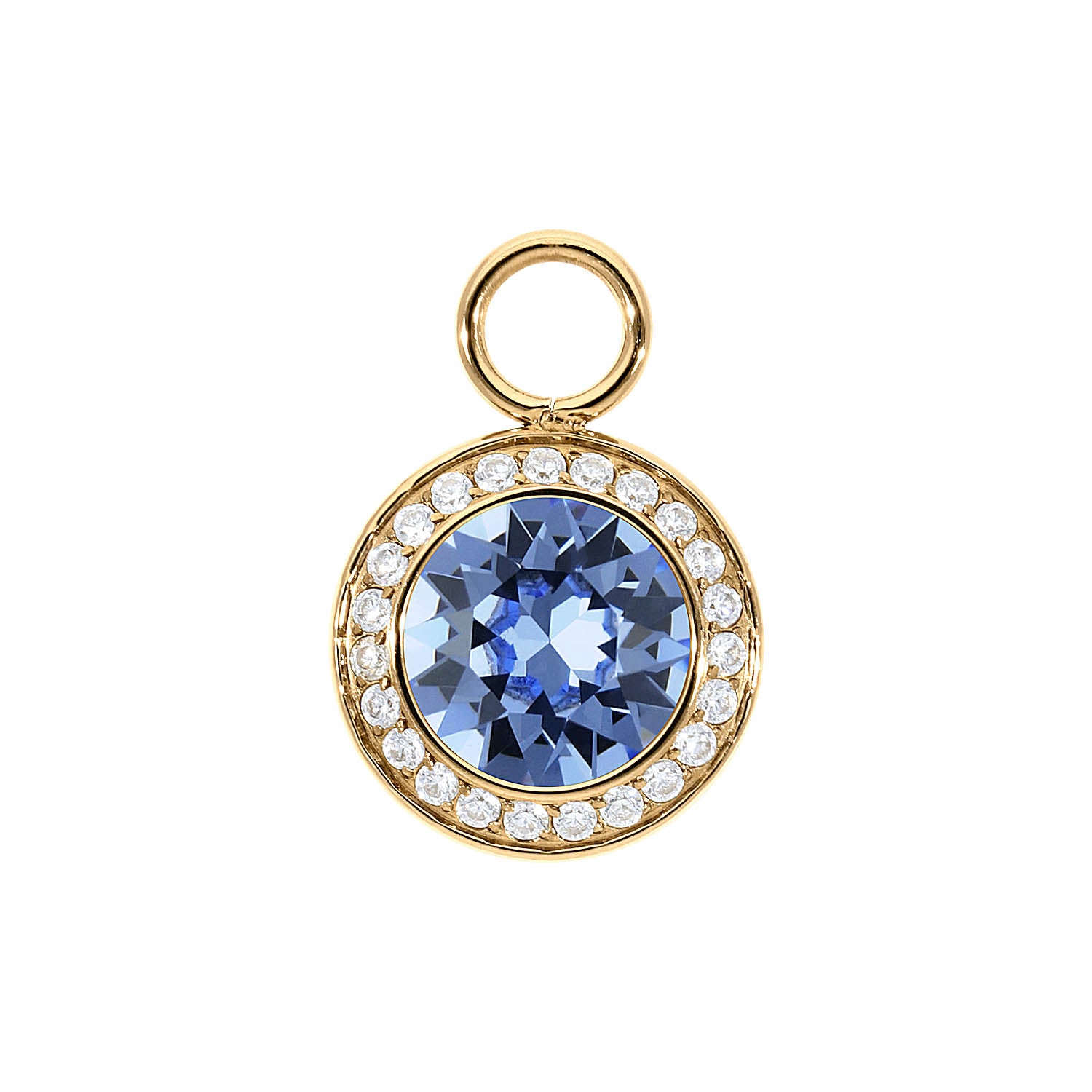 Tondo Deluxe Charm 13 mm - Gold light sapphire