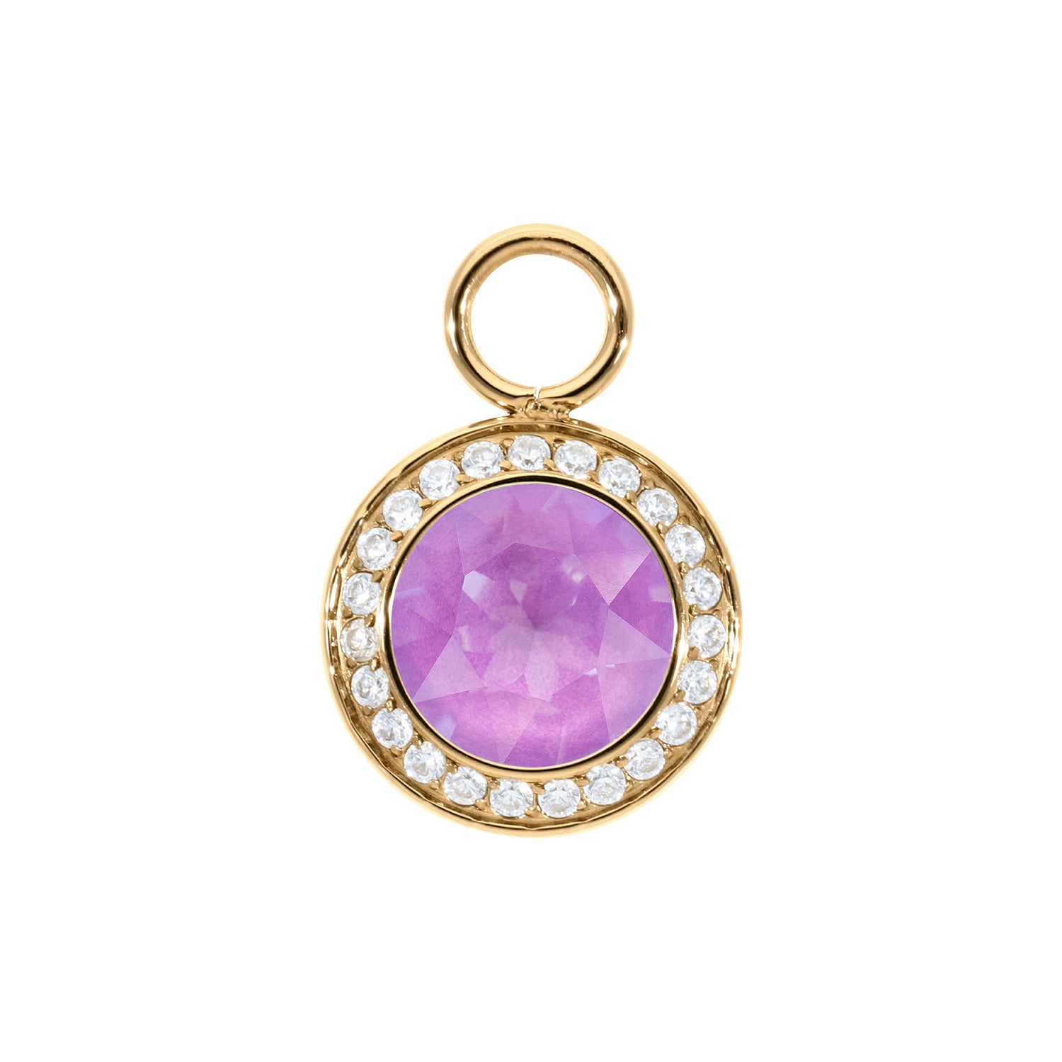 Tondo Deluxe Charm 13 mm - Gold Crystal Electric Violet Ignite