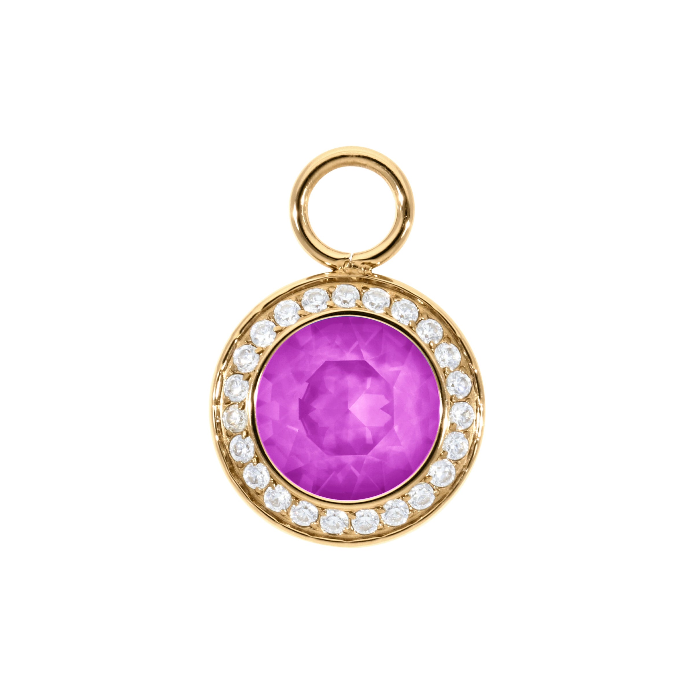Tondo Deluxe Charm 13 mm - Gold Crystal Electric Violet Ignite