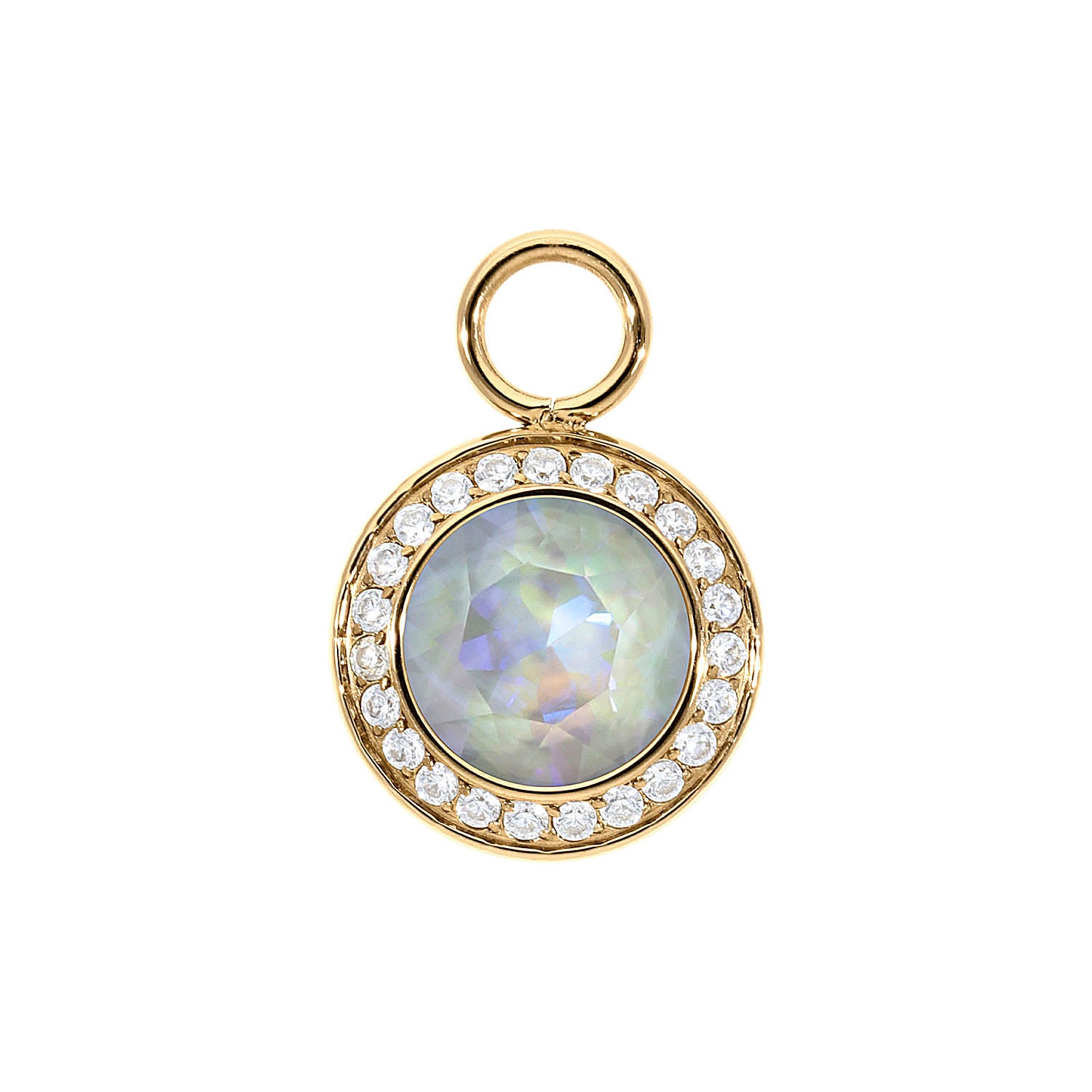 Tondo Deluxe Charm 13 mm - Gold Crystal Serene Gray Delite