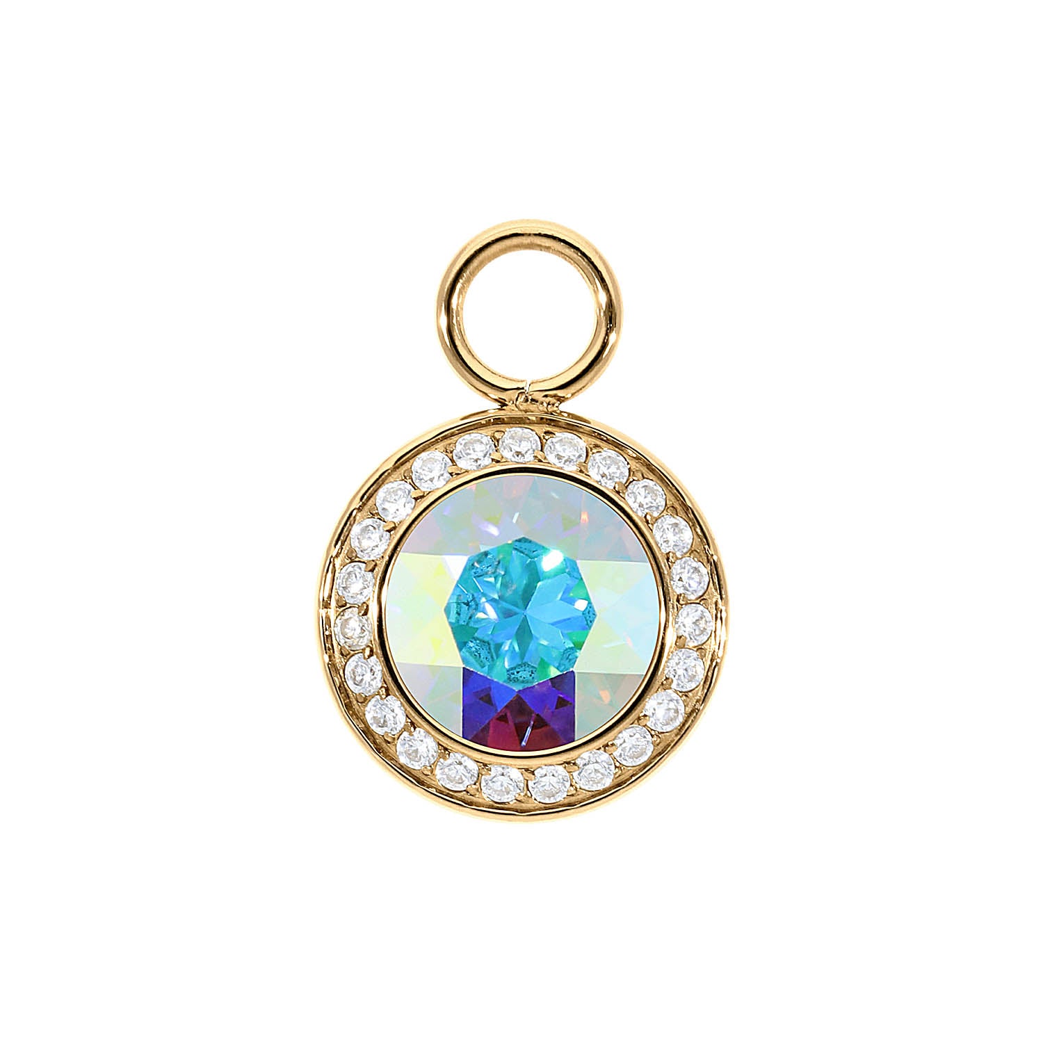 Tondo Deluxe Charm 13 mm - Gold crystal aurora boreale