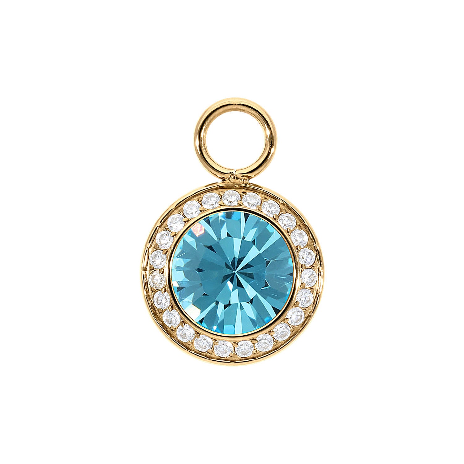 Tondo Deluxe Charm 13 mm - Gold aquamarine