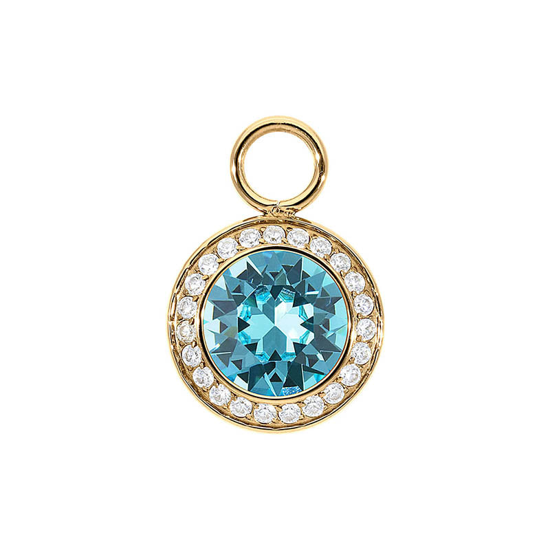 Tondo Deluxe Charm 13 mm - Gold Light Turquoise