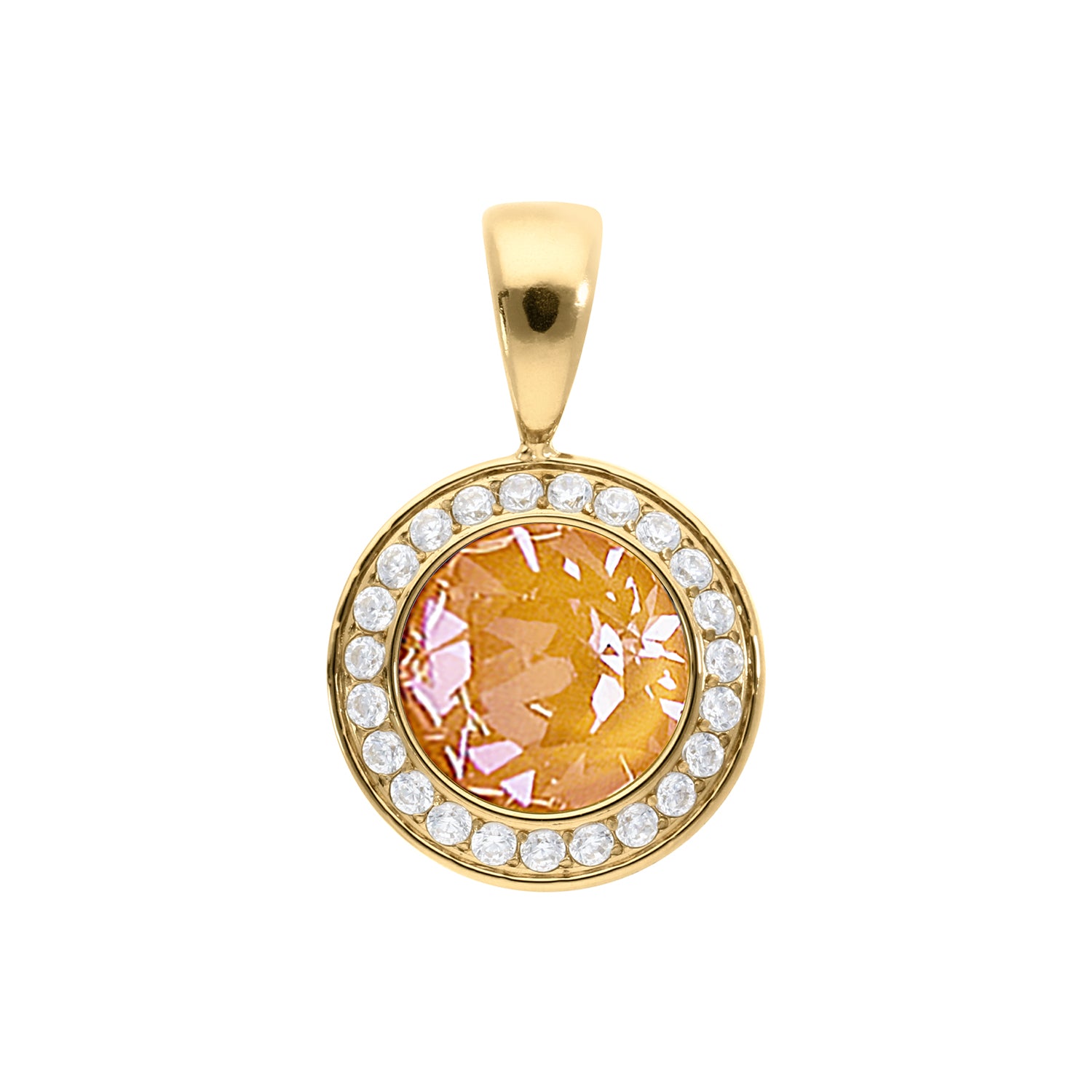 Tondo Deluxe Anhänger 13 mm - Gold Crystal Mango Ignite