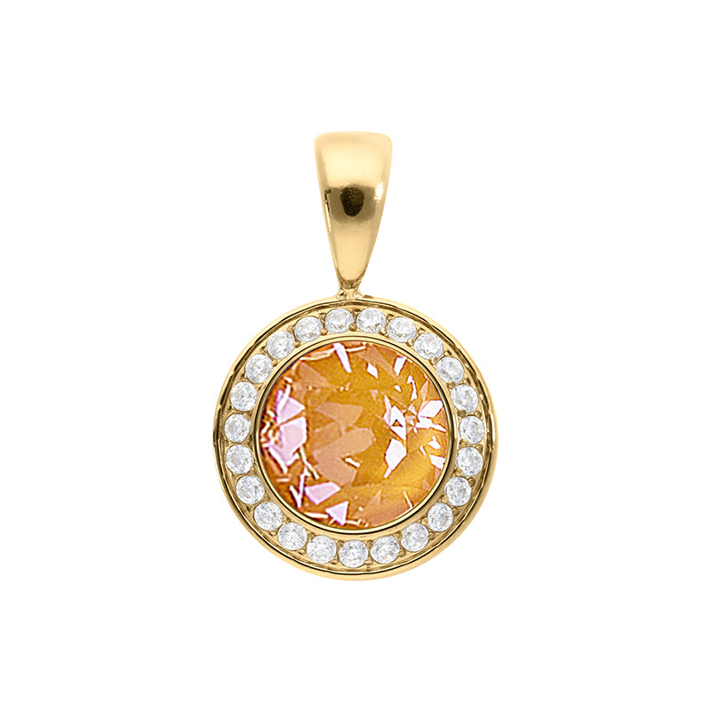 Tondo Deluxe Anhänger 13 mm - Gold Crystal Mango Ignite