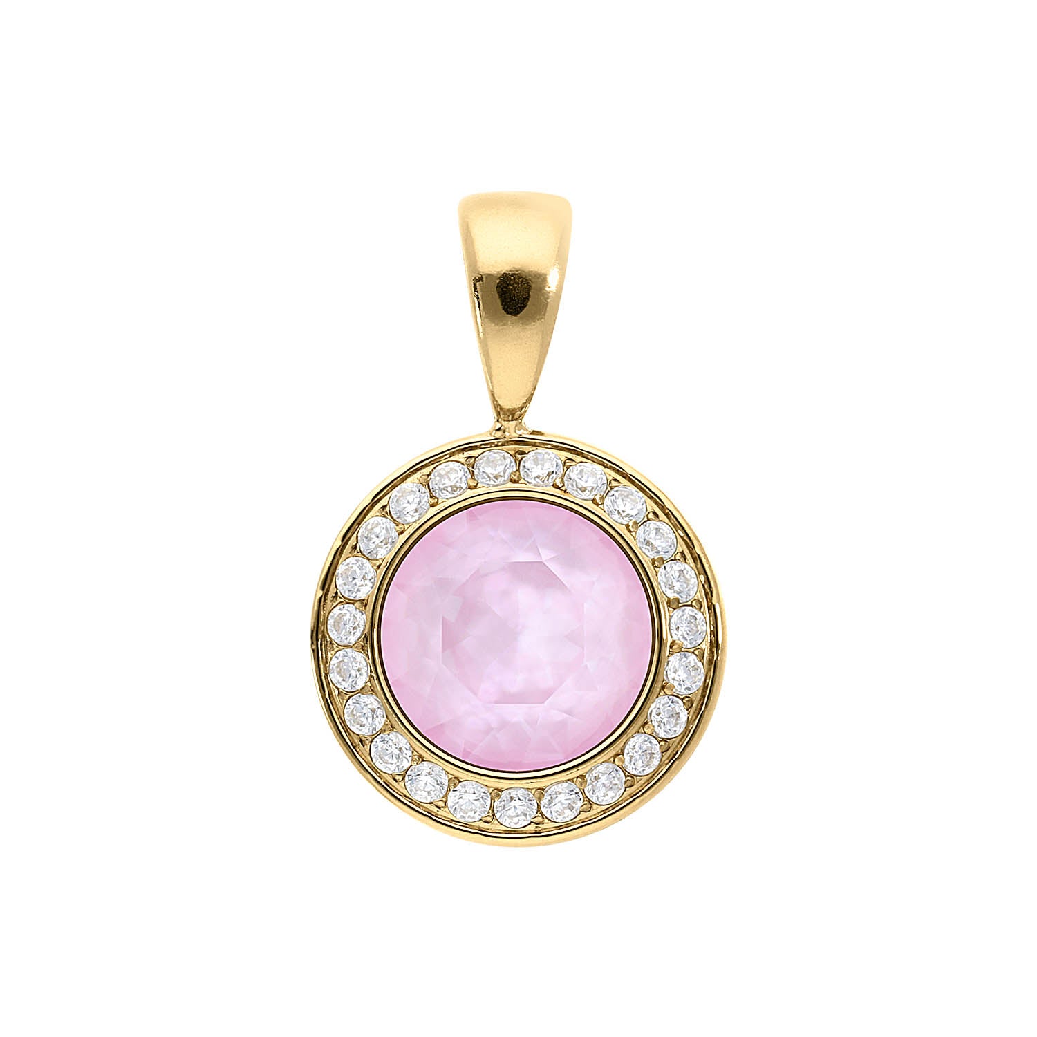 Tondo Deluxe Anhänger 13 mm - Gold crystal soft rose ignite