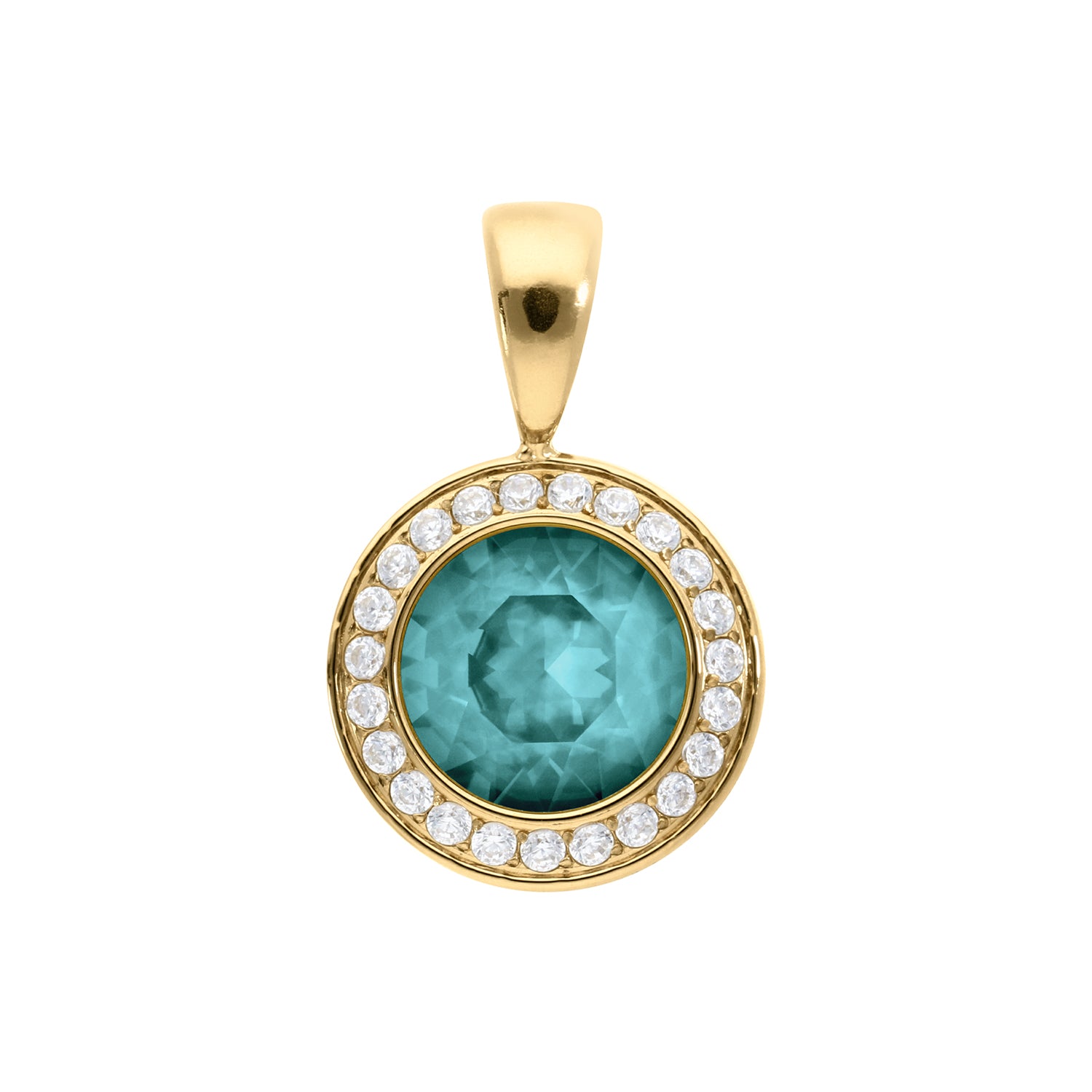 Tondo Deluxe Anhänger 13 mm - Gold Crystal Pine Green Ignite