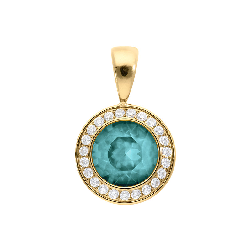 Tondo Deluxe Anhänger 13 mm - Gold Crystal Pine Green Ignite