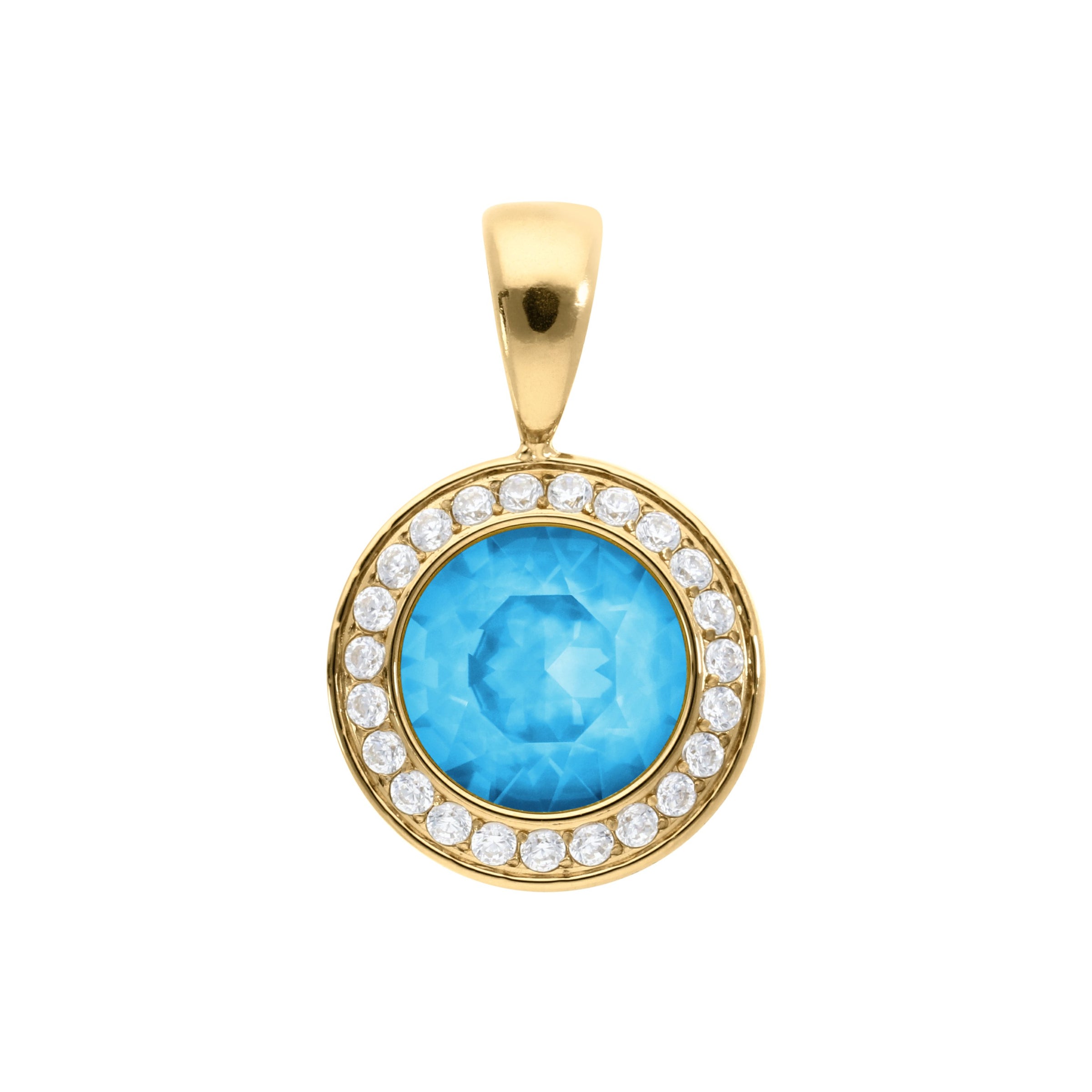 Tondo Deluxe Anhänger 13 mm - Gold Crystal Electric Blue Ignite