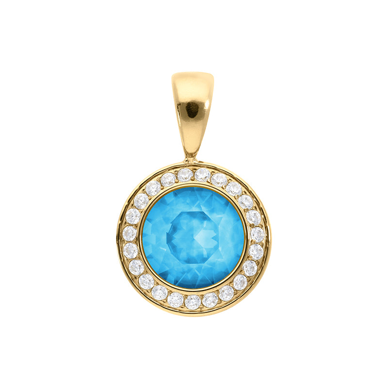 Tondo Deluxe Anhänger 13 mm - Gold Crystal Electric Blue Ignite