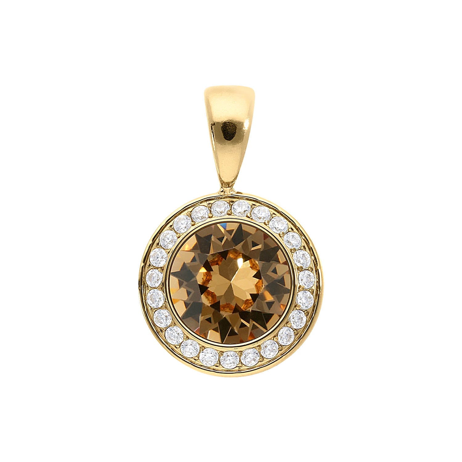 Tondo Deluxe Anhänger 13 mm - Gold light colorado topaz