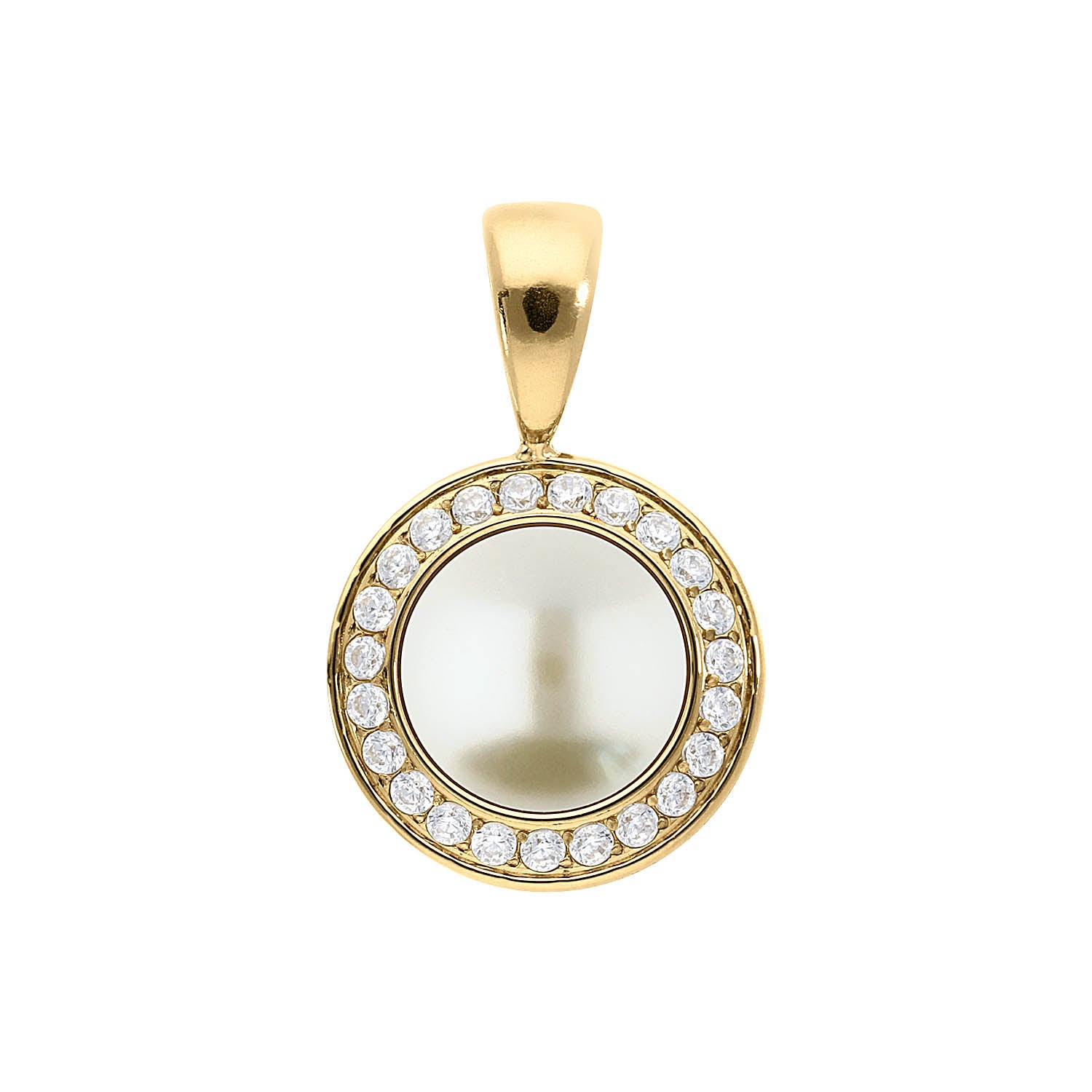 Tondo Deluxe Anhänger 13 mm - Gold cream pearl