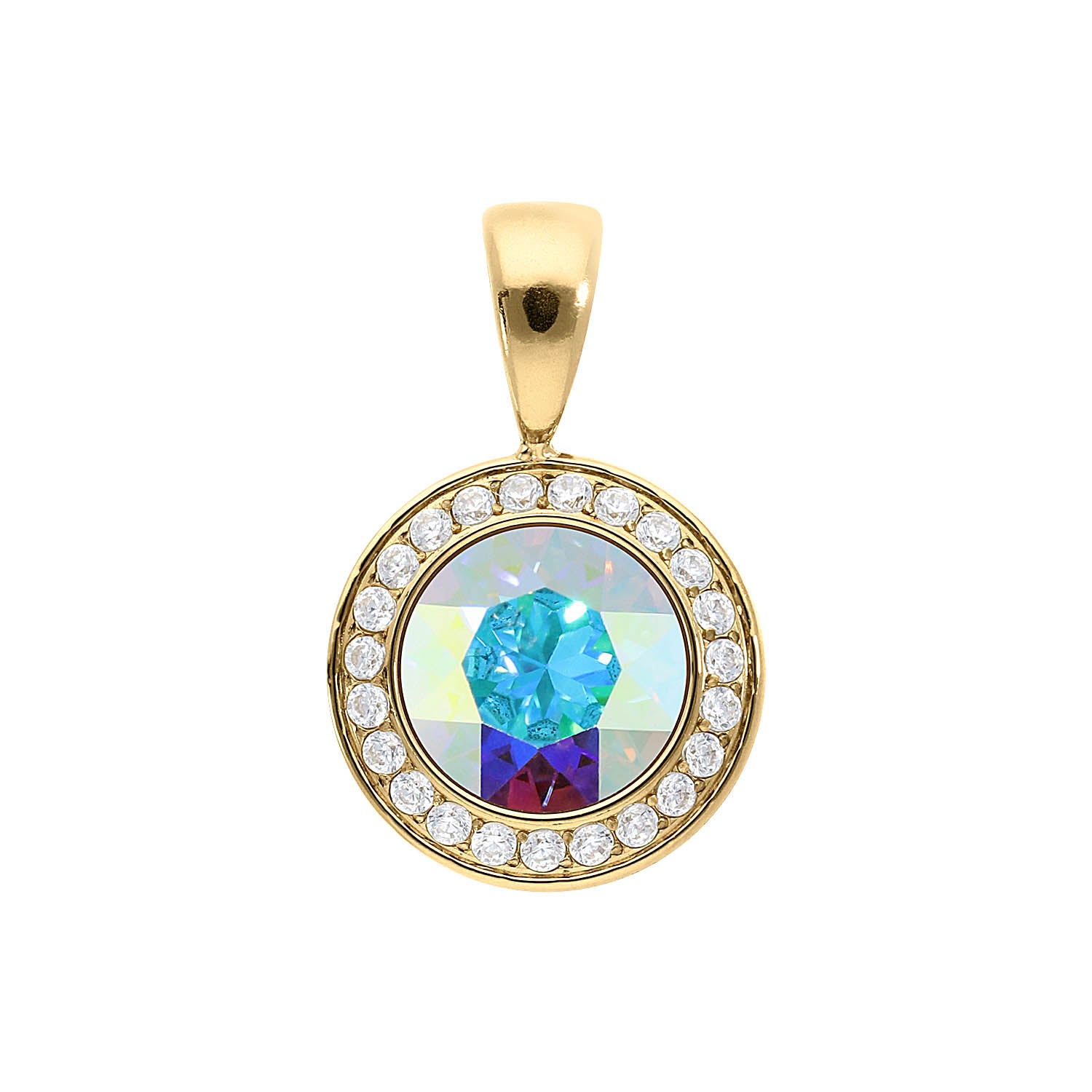 Tondo Deluxe Anhänger 13 mm - Gold crystal aurora boreale