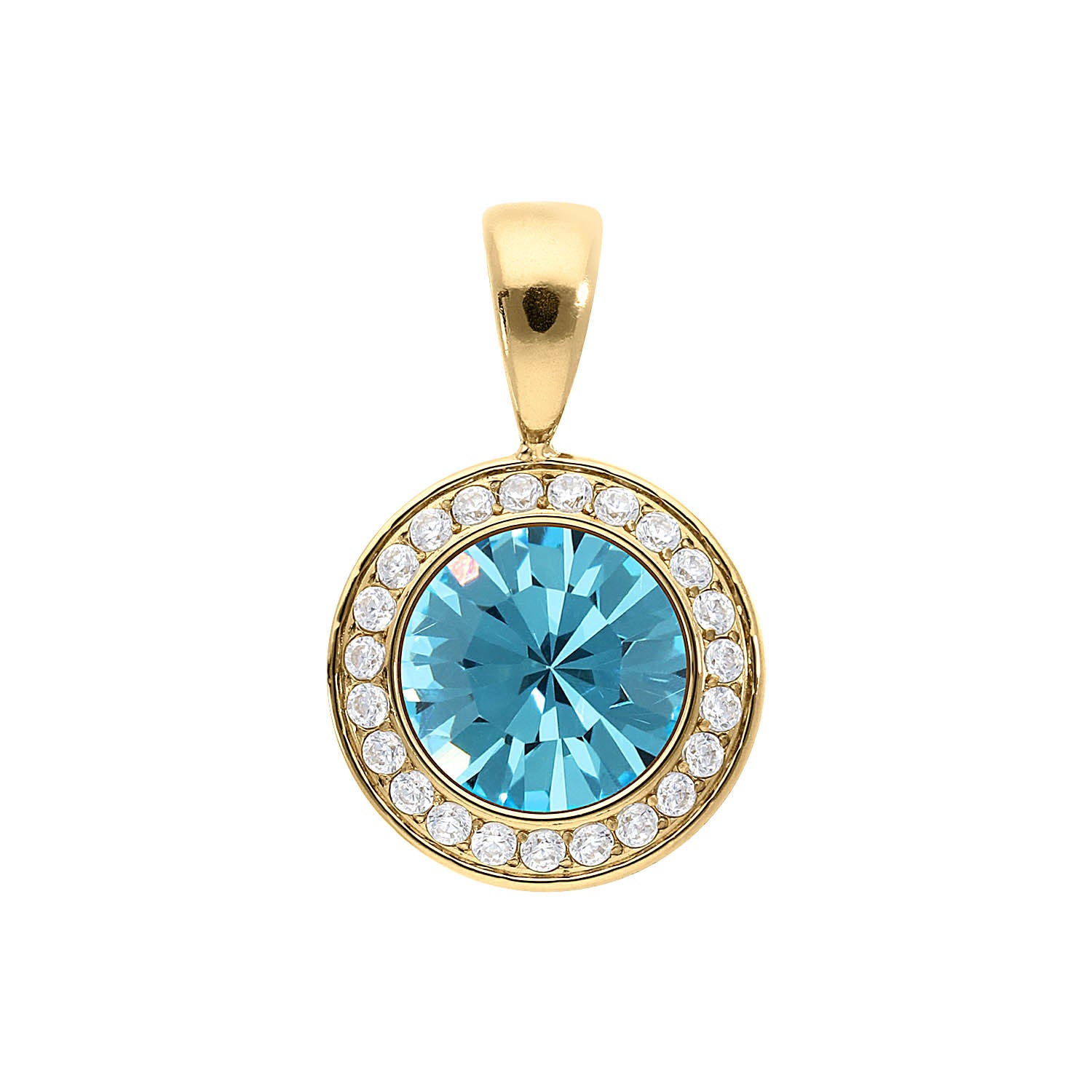 Tondo Deluxe Anhänger 13 mm - Gold aquamarine