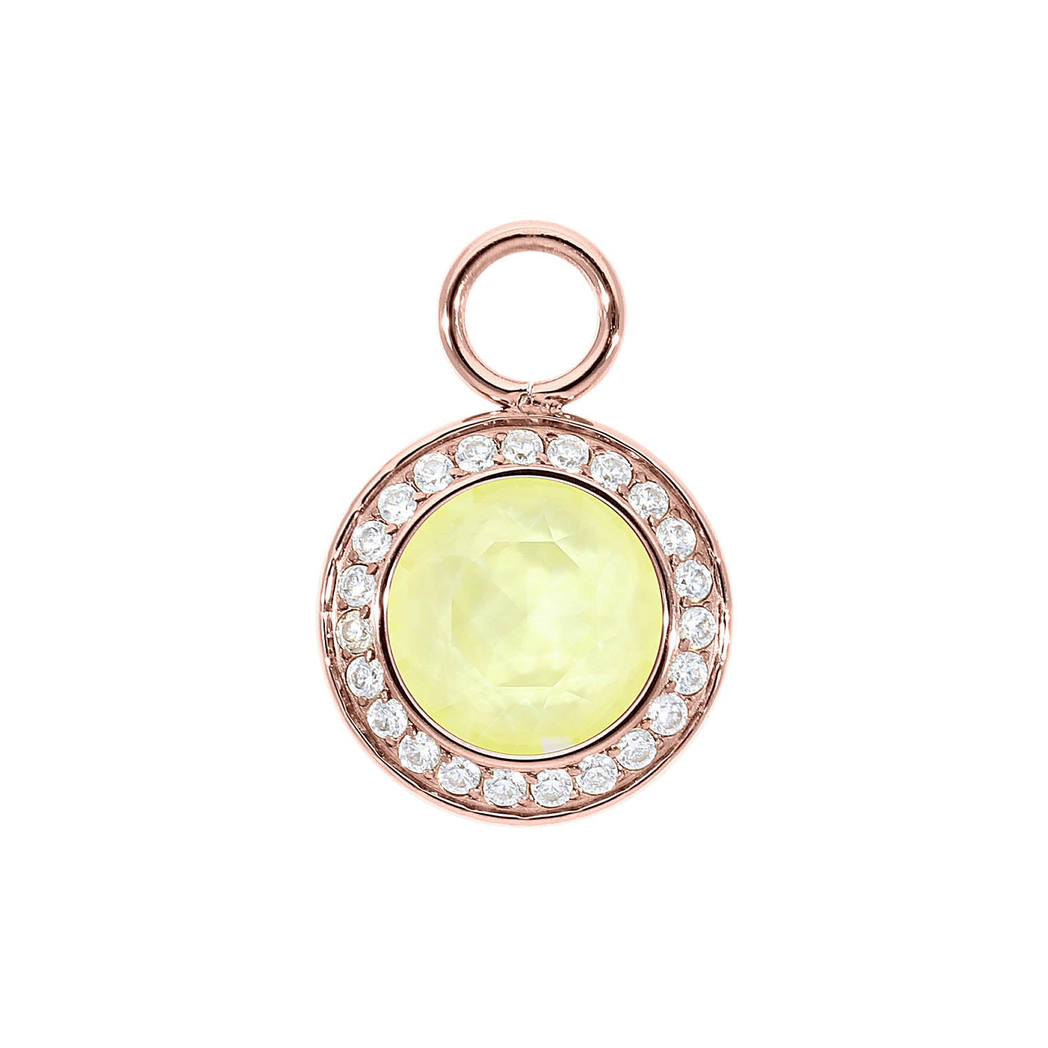 Tondo Deluxe Charm 13 mm - Roségold crystal soft yellow ignite