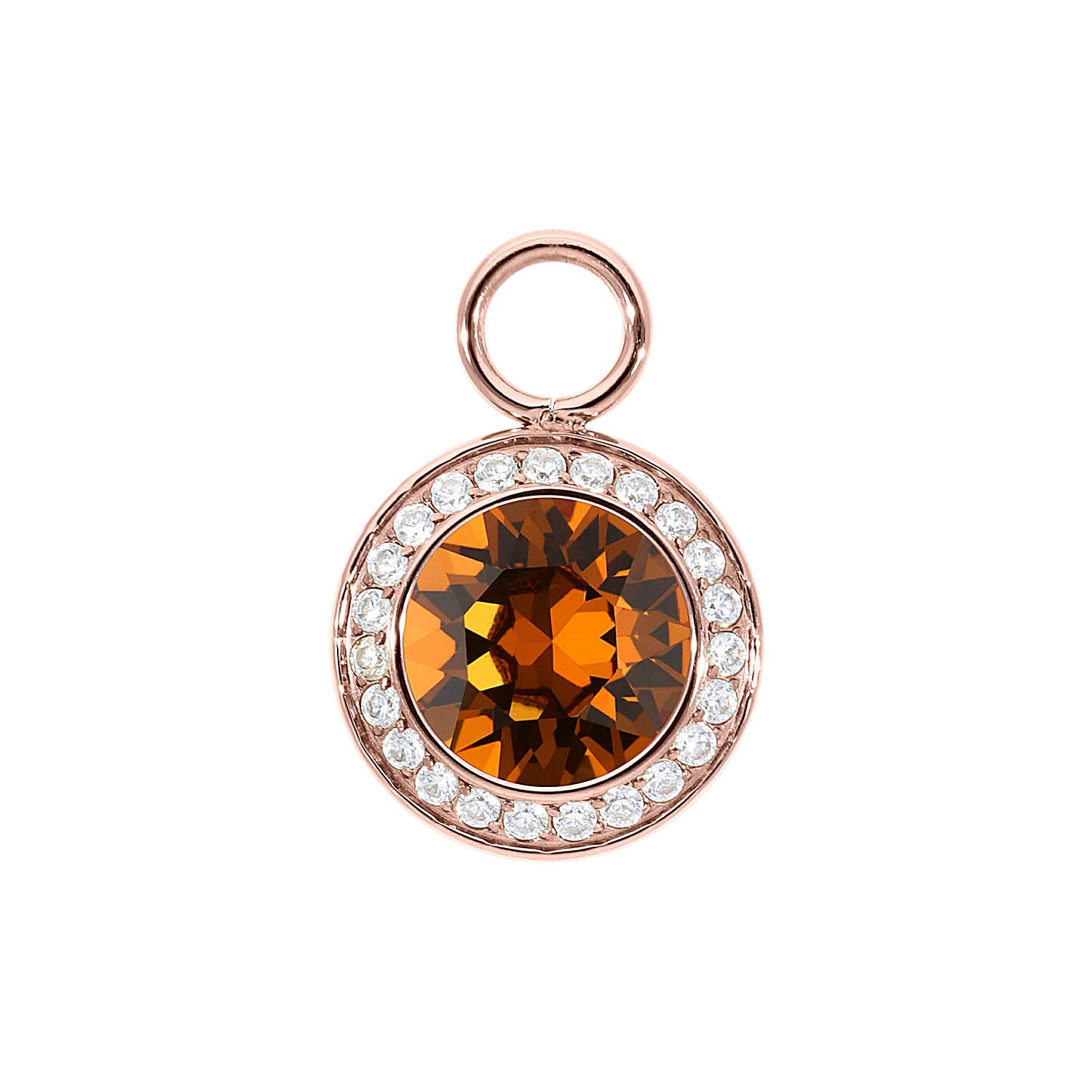 Tondo Deluxe Charm 13 mm - Roségold light amber
