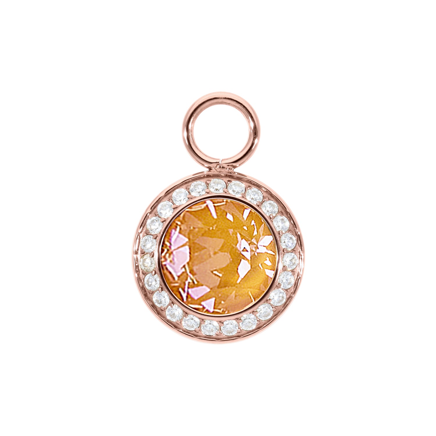 Tondo Deluxe Charm 13 mm - Roségold Crystal Mango Ignite
