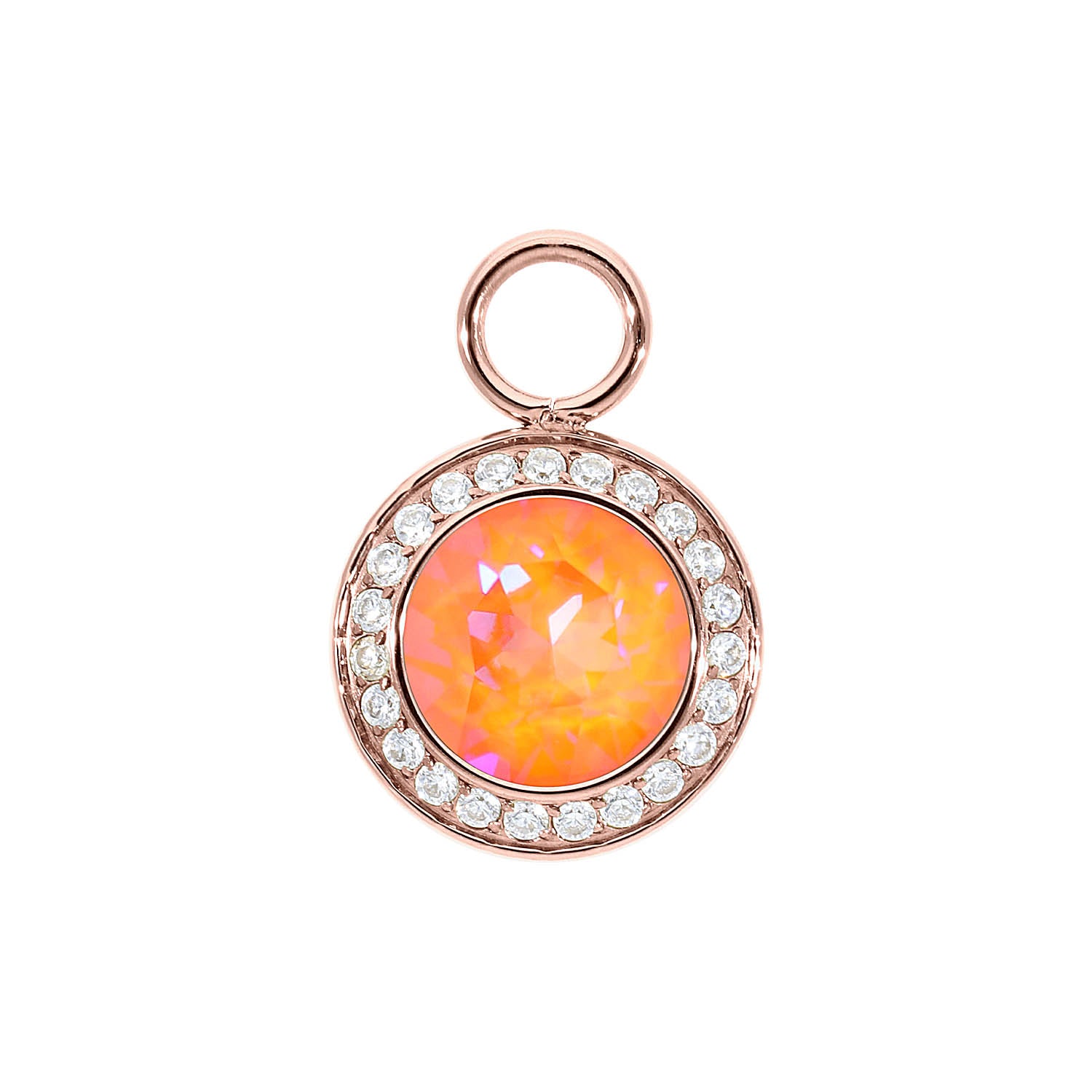 Tondo Deluxe Charm 13 mm - Roségold crystal orange glow delite