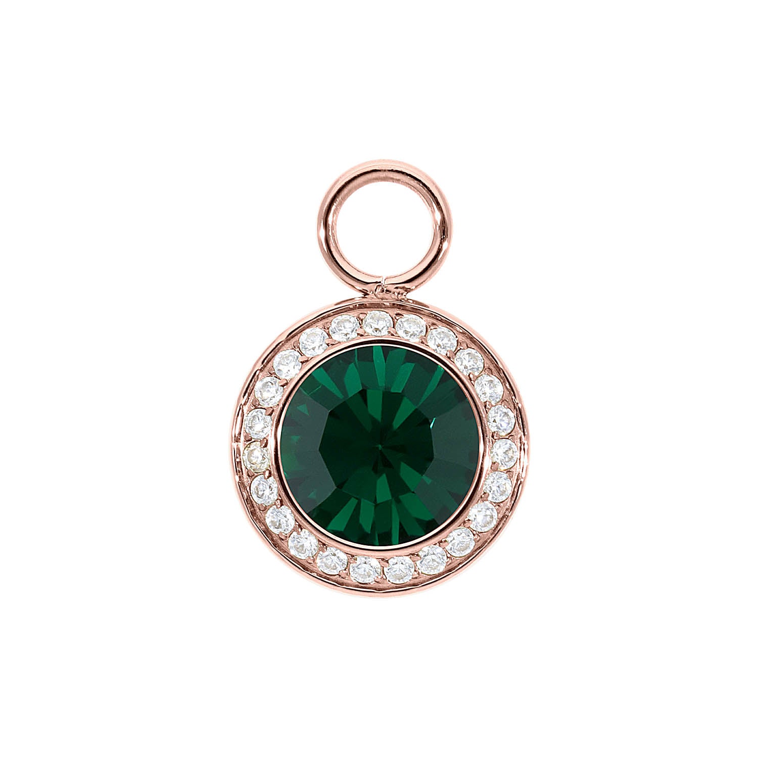 Tondo Deluxe Charm 13 mm - Roségold emerald