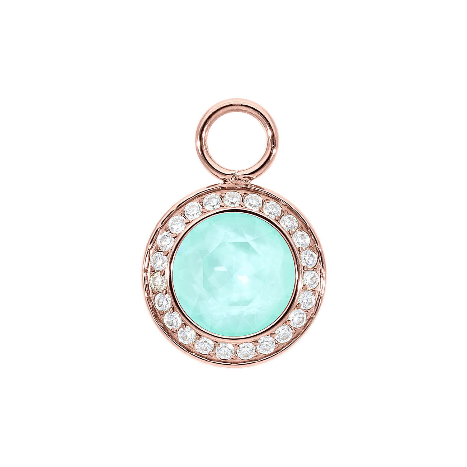 Tondo Deluxe Charm 13 mm - Roségold crystal soft mint ignite