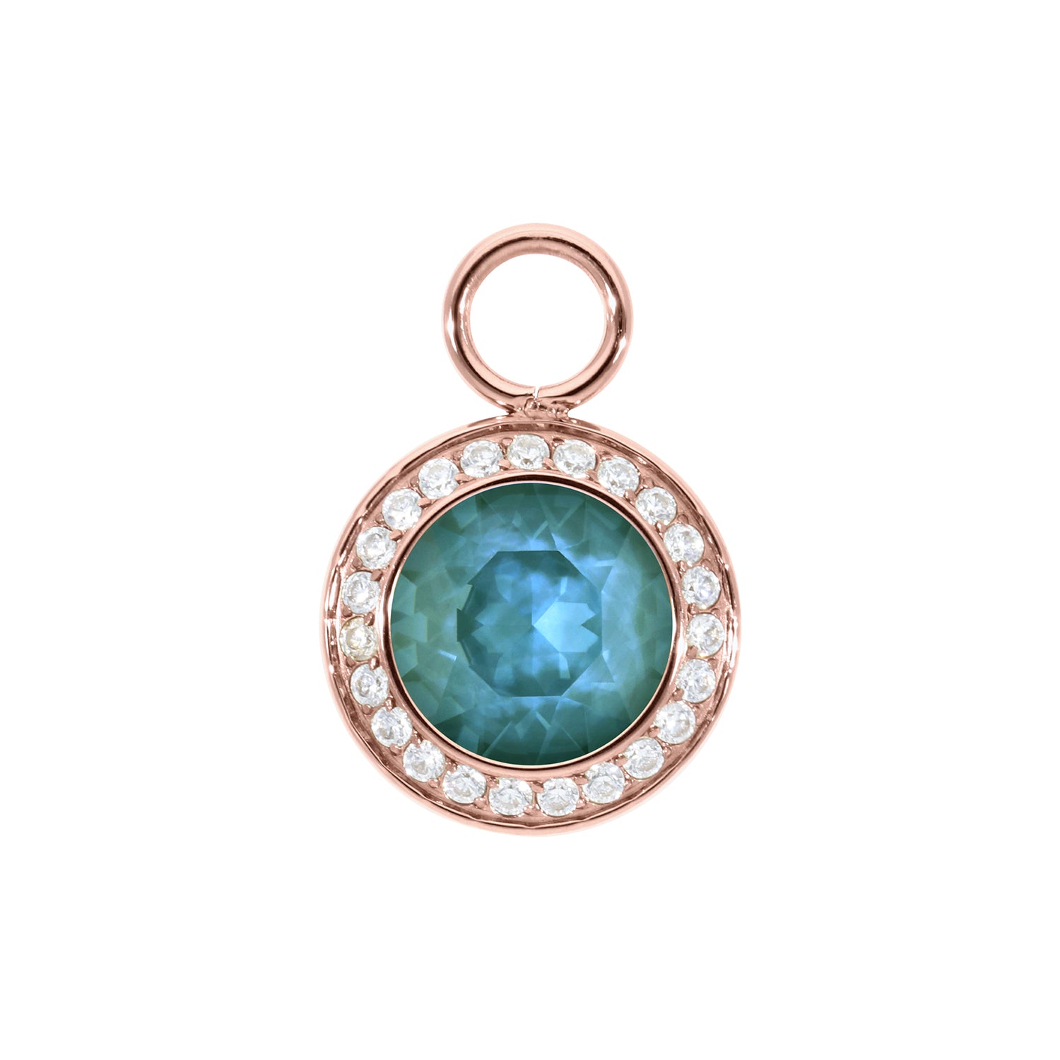 Tondo Deluxe Charm 13 mm - Roségold Crystal Pine Green Ignite