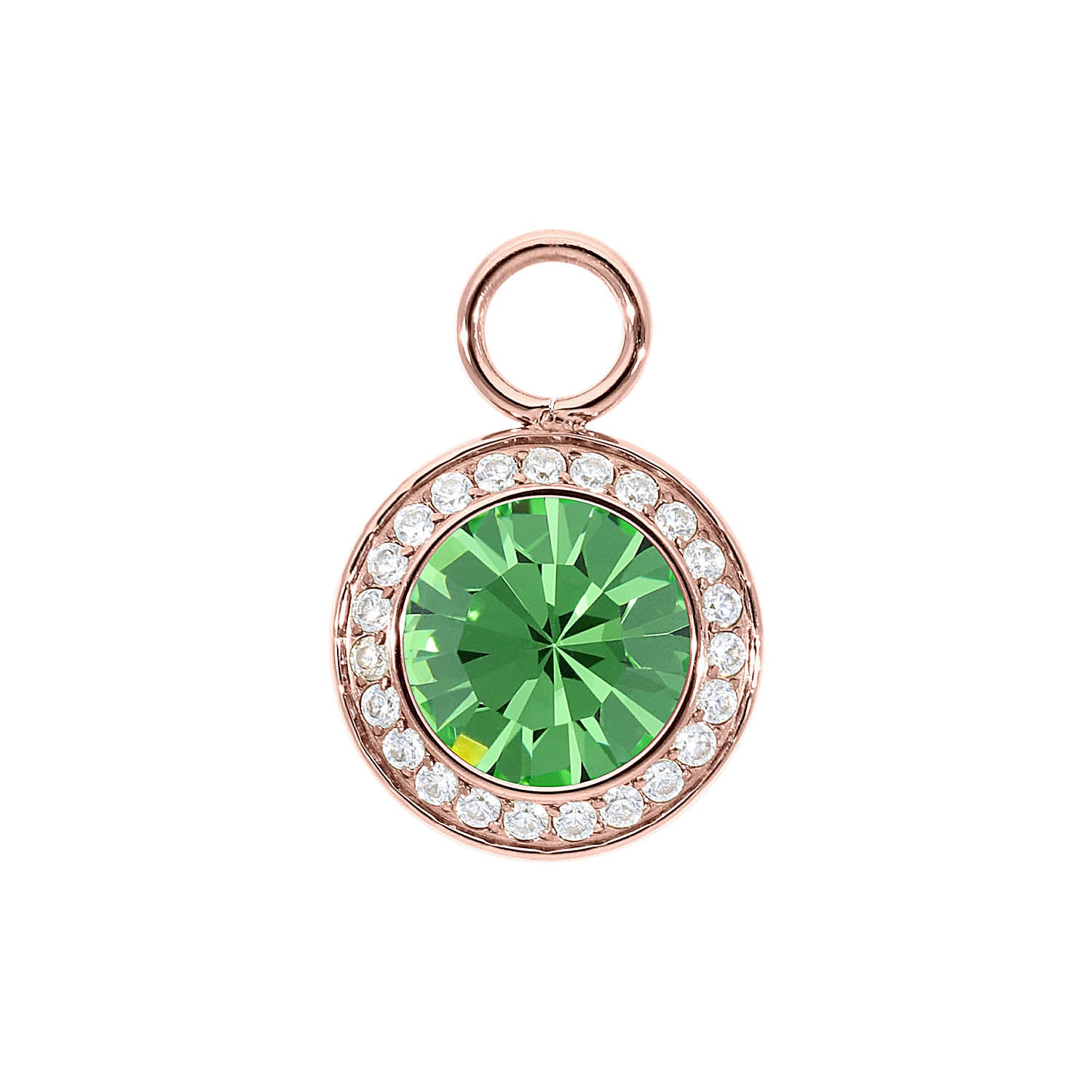 Tondo Deluxe Charm 13 mm - Roségold peridot