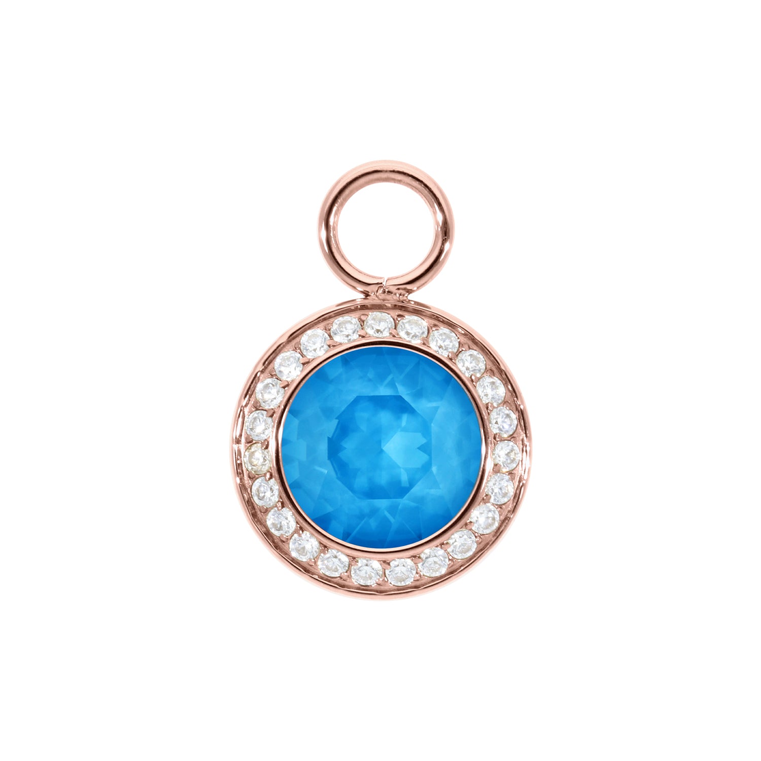 Tondo Deluxe Charm 13 mm - Roségold Crystal Electric Blue Ignite