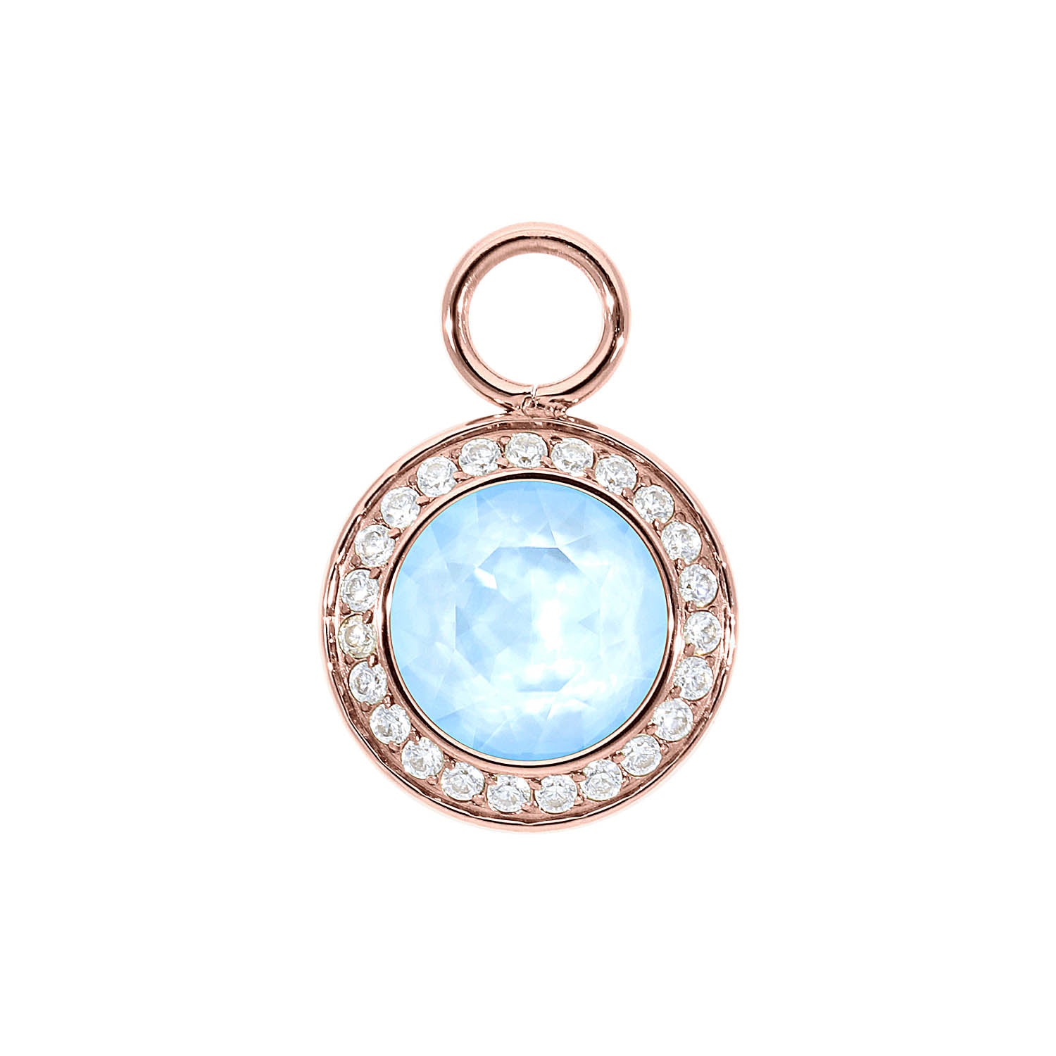 Tondo Deluxe Charm 13 mm - Roségold crystal sky ignite
