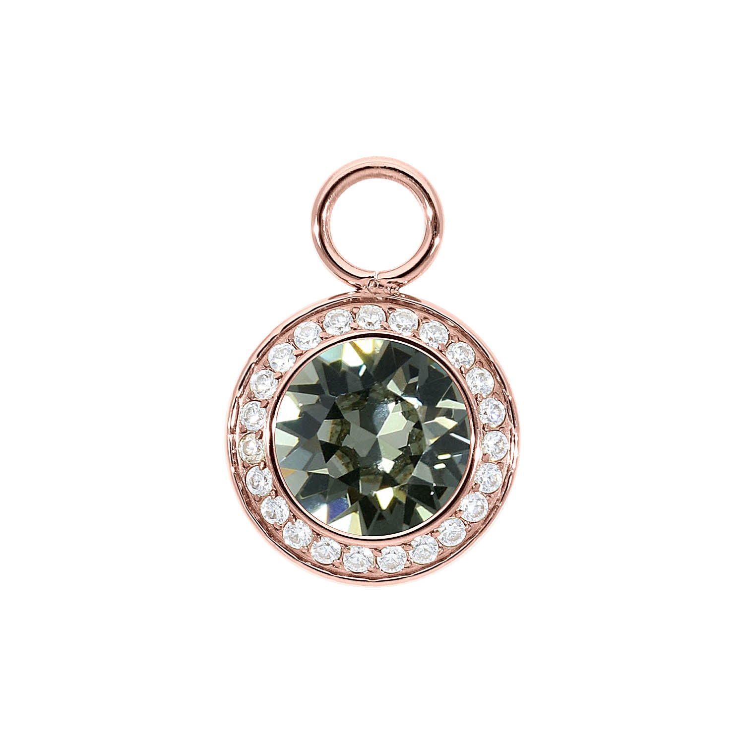 Tondo Deluxe Charm 13 mm - Roségold black diamond