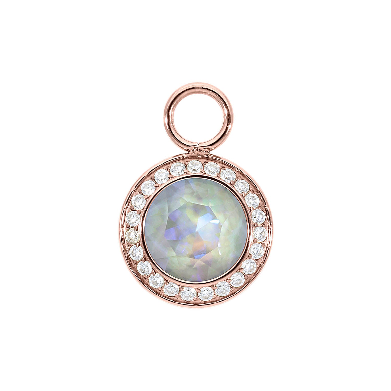 Tondo Deluxe Charm 13 mm - Roségold Crystal Serene Gray Delite