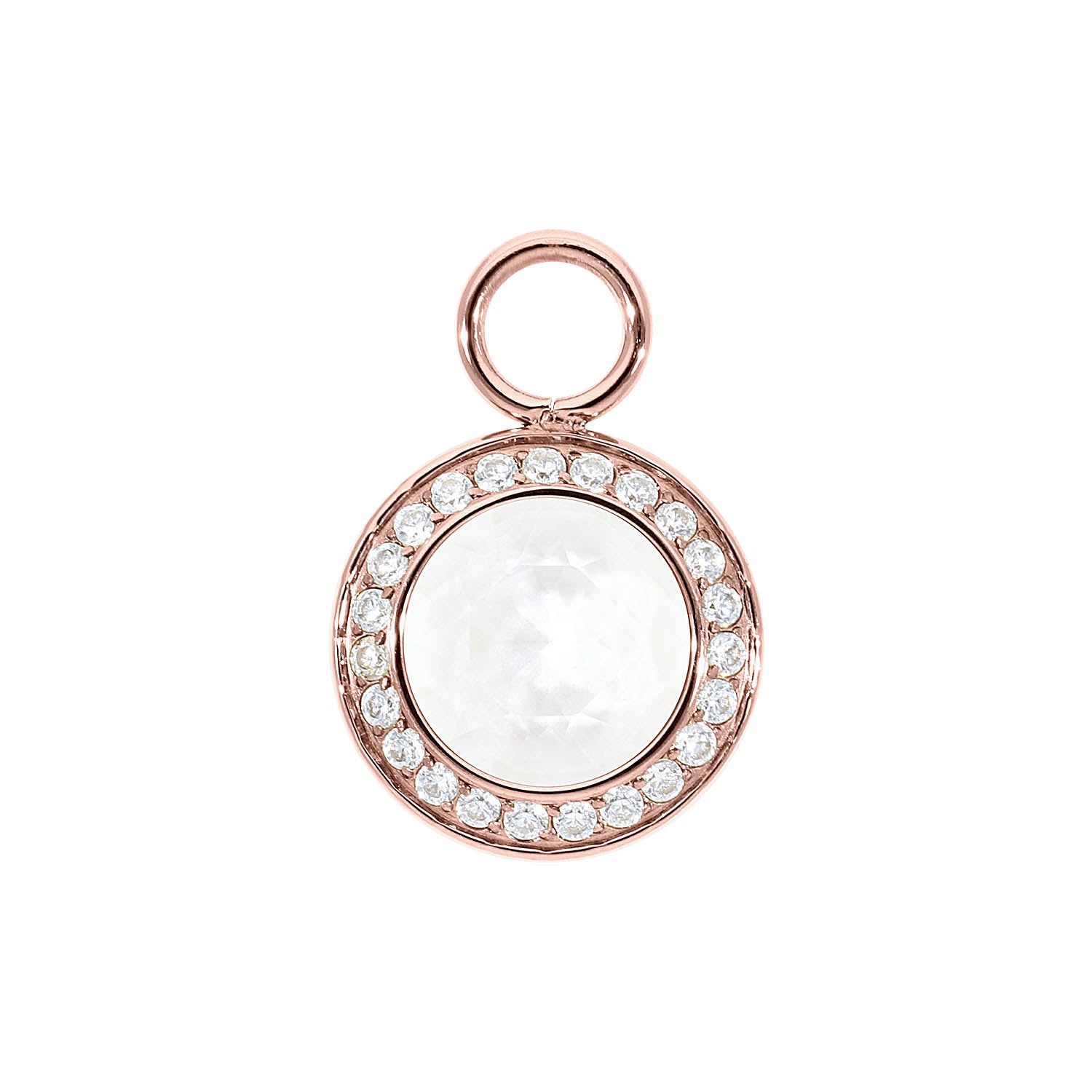Tondo Deluxe Charm 13 mm - Roségold crystal electric white ignite
