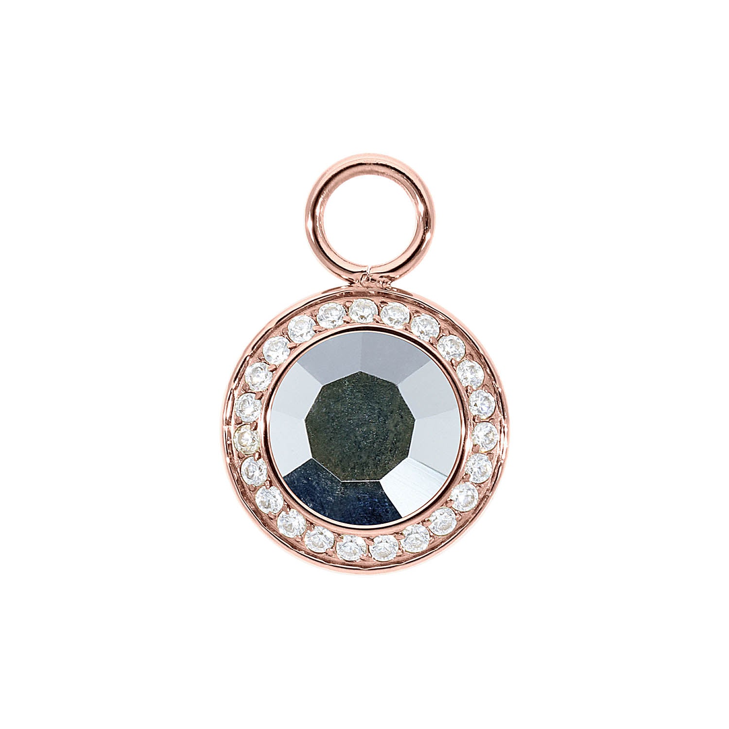 Tondo Deluxe Charm 13 mm - Roségold crystal labrador