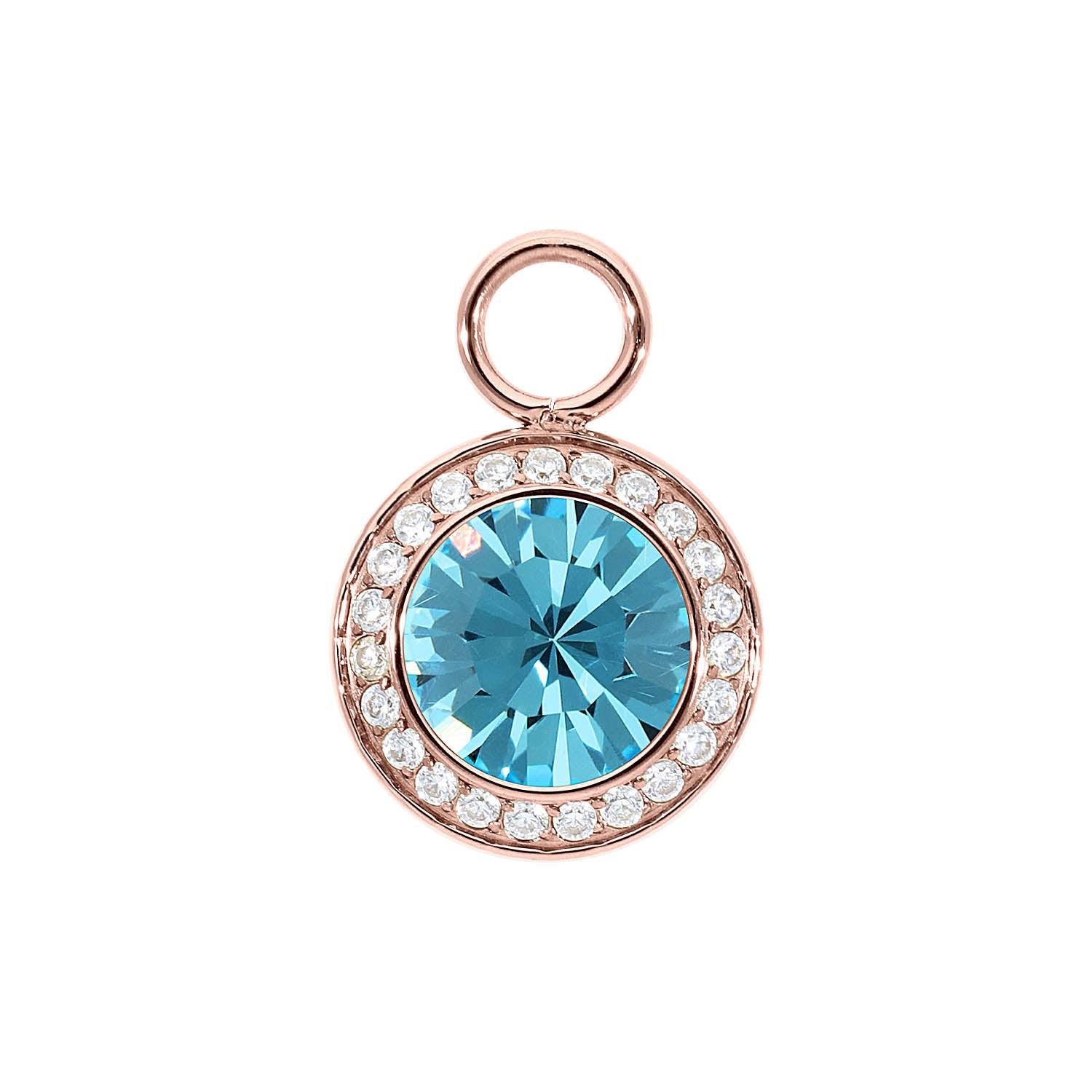 Tondo Deluxe Charm 13 mm - Roségold aquamarine